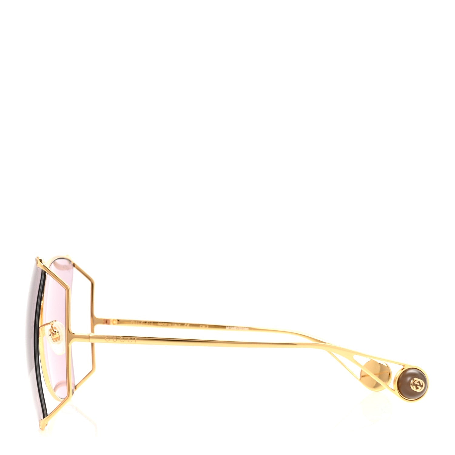 Metal Oversized Round Sunglasses GG0252S Gold Pink