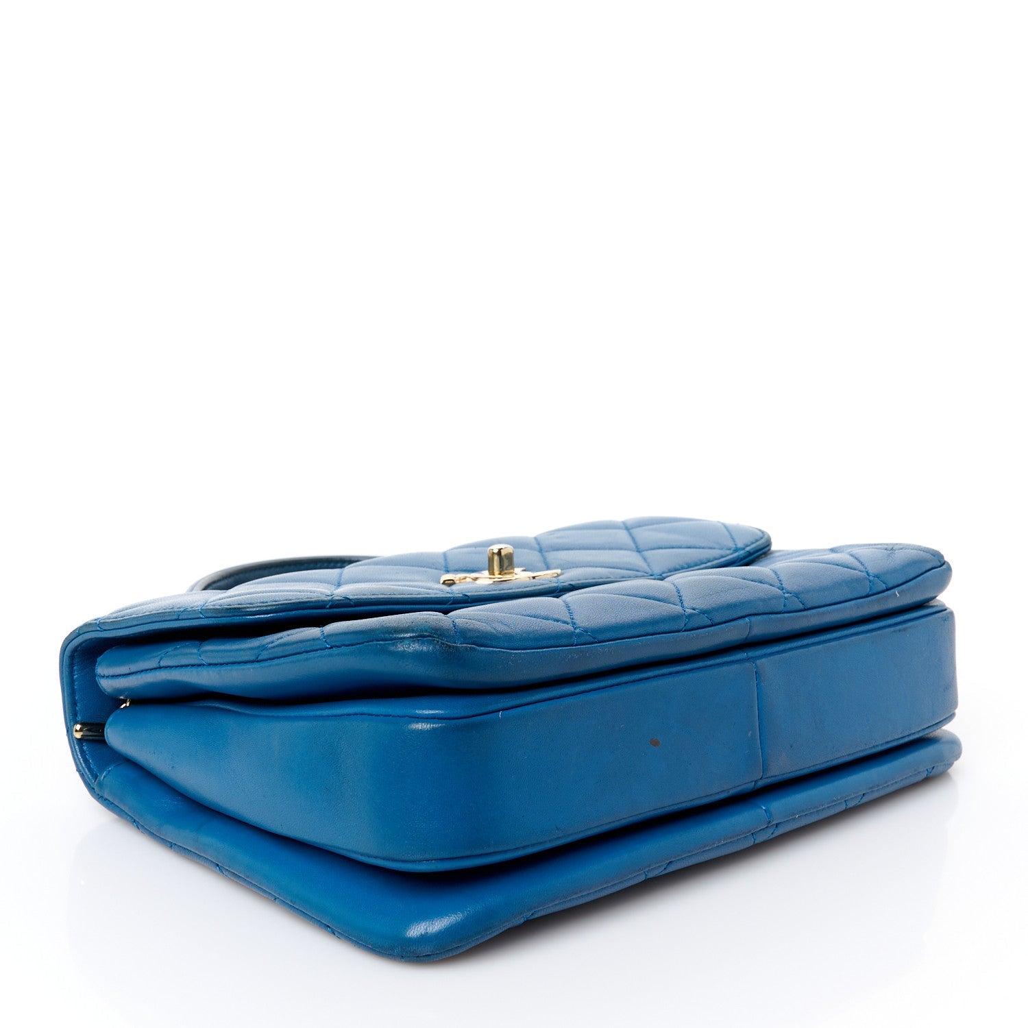 Lambskin Quilted Small Trendy CC Flap Dual Handle Bag Blue