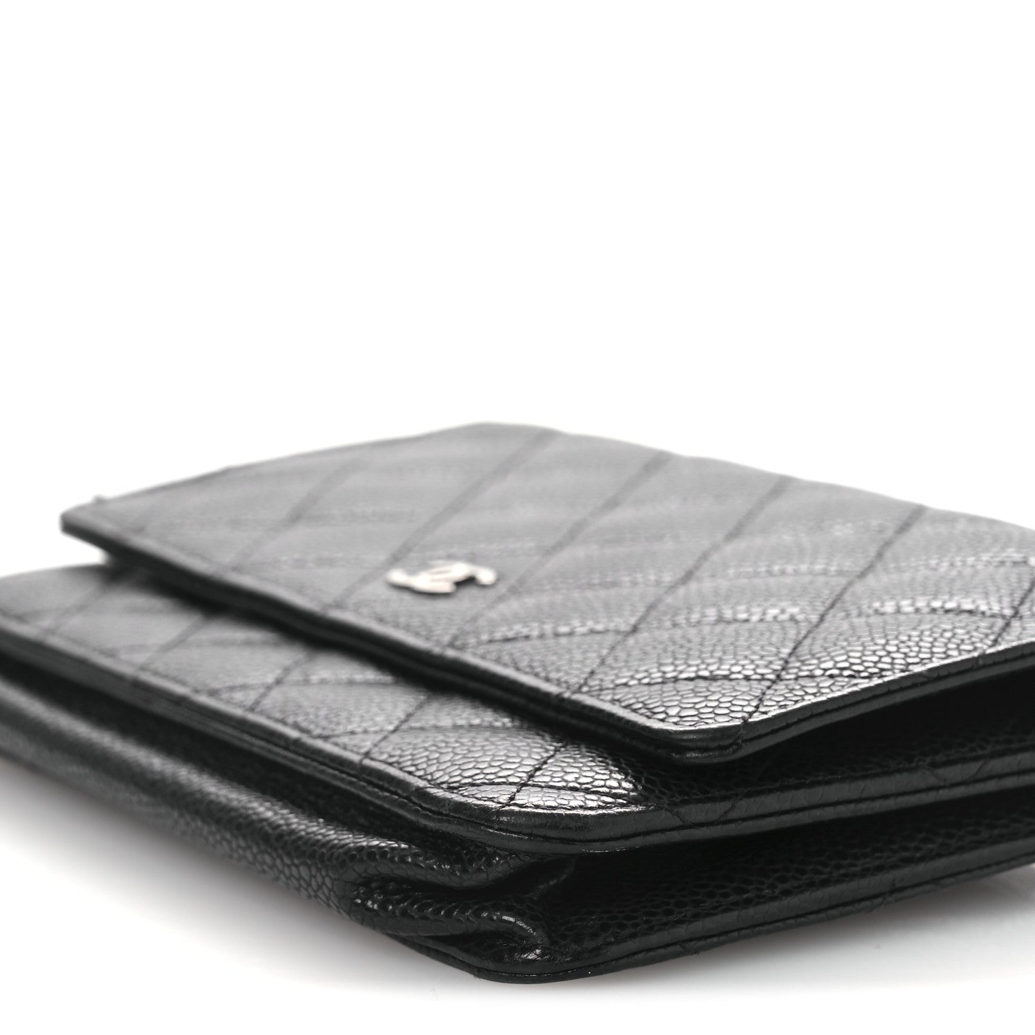 Caviar Quilted Wallet On Chain WOC Black