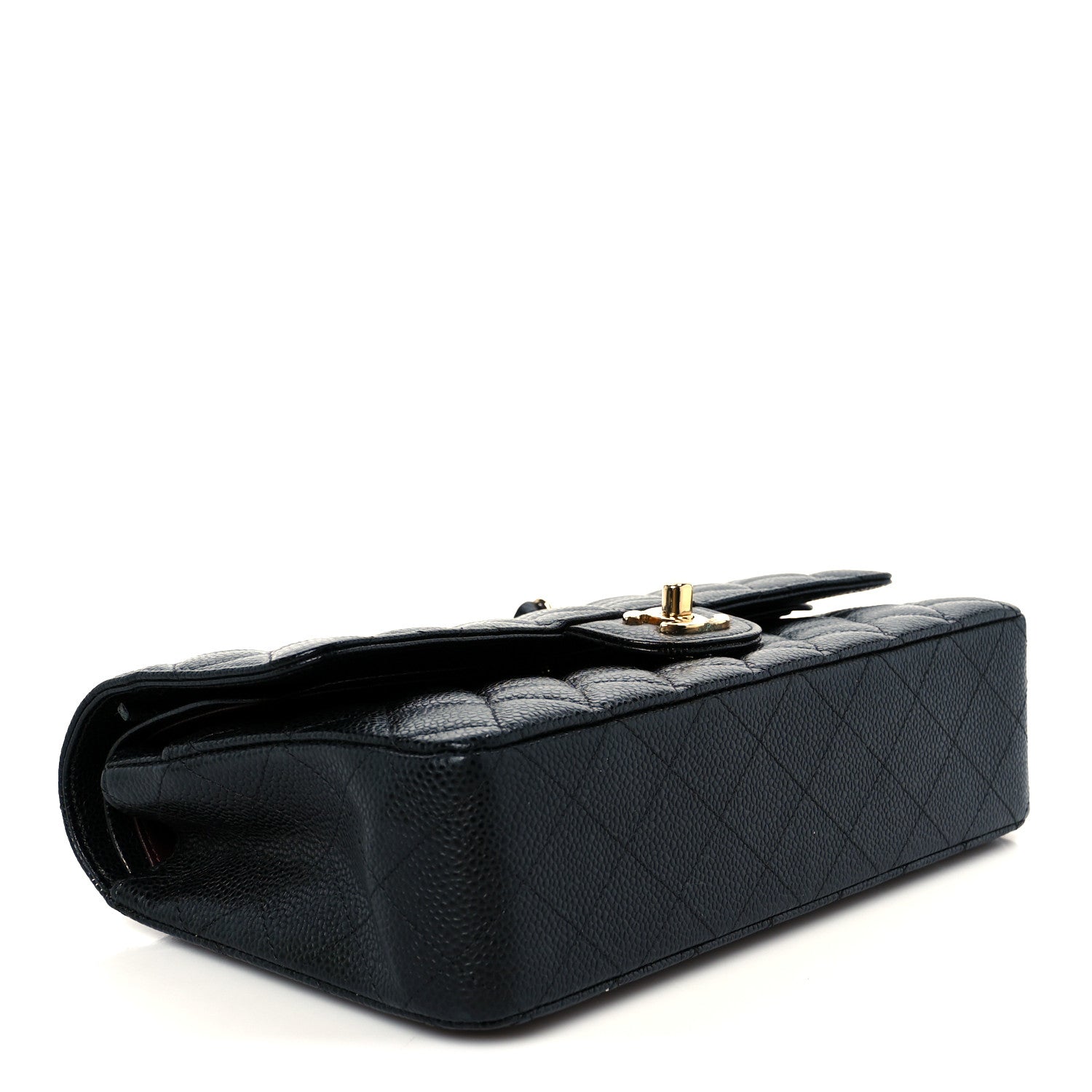 Caviar Quilted Medium Double Flap Black
