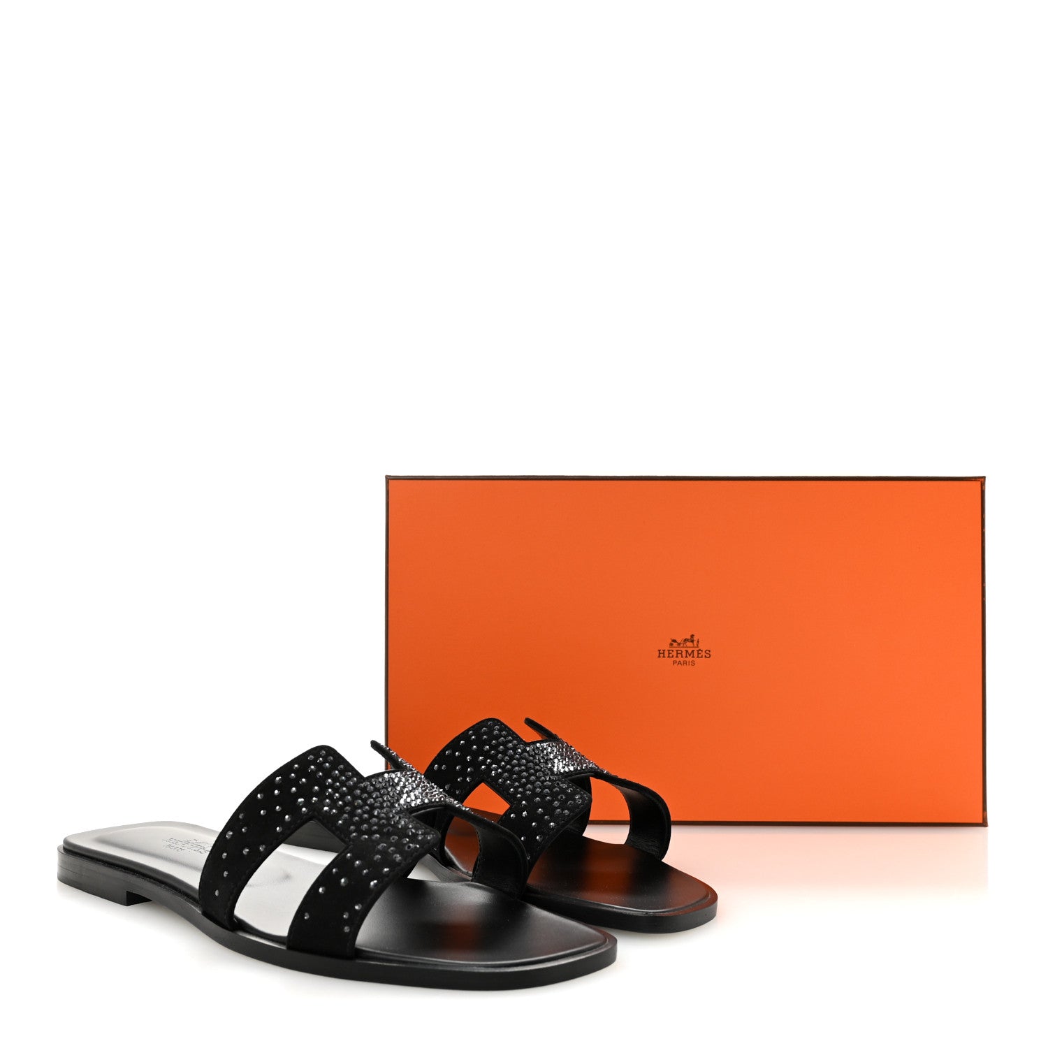 Suede Crystal Embellished Oran Sandals 37.5 Black