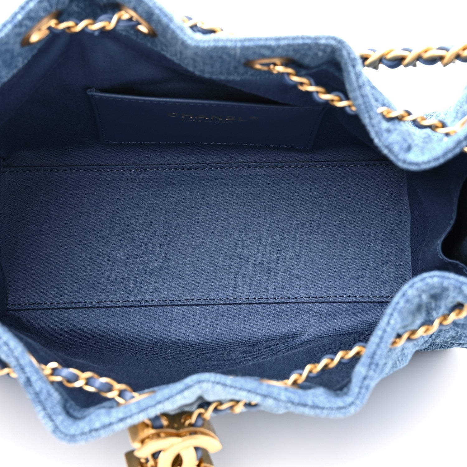 Washed Denim Quilted Mini Chanel 25 Handbag Blue