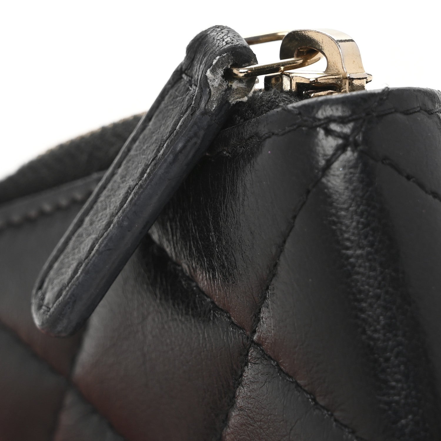 Lambskin Quilted Compact Zipped Wallet Black
