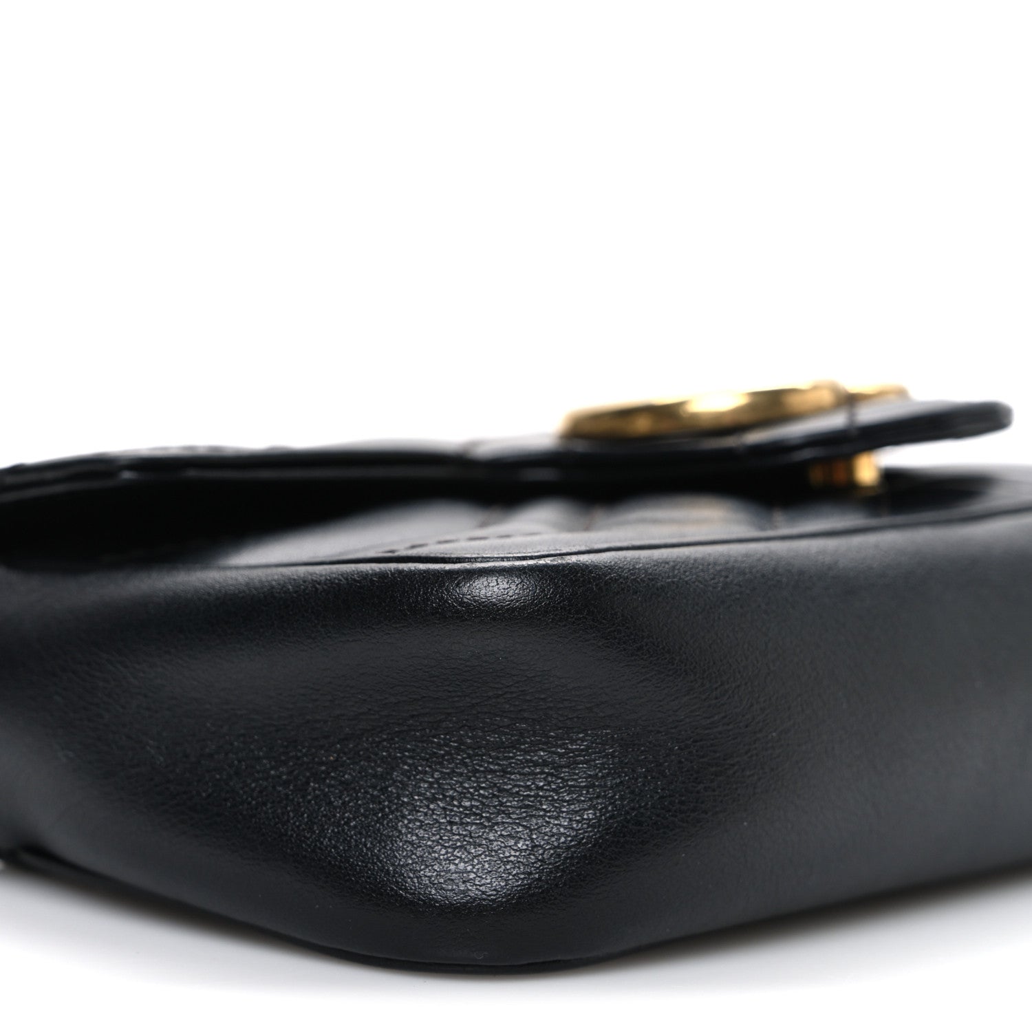 Calfskin Matelasse Super Mini GG Marmont Shoulder Bag Black