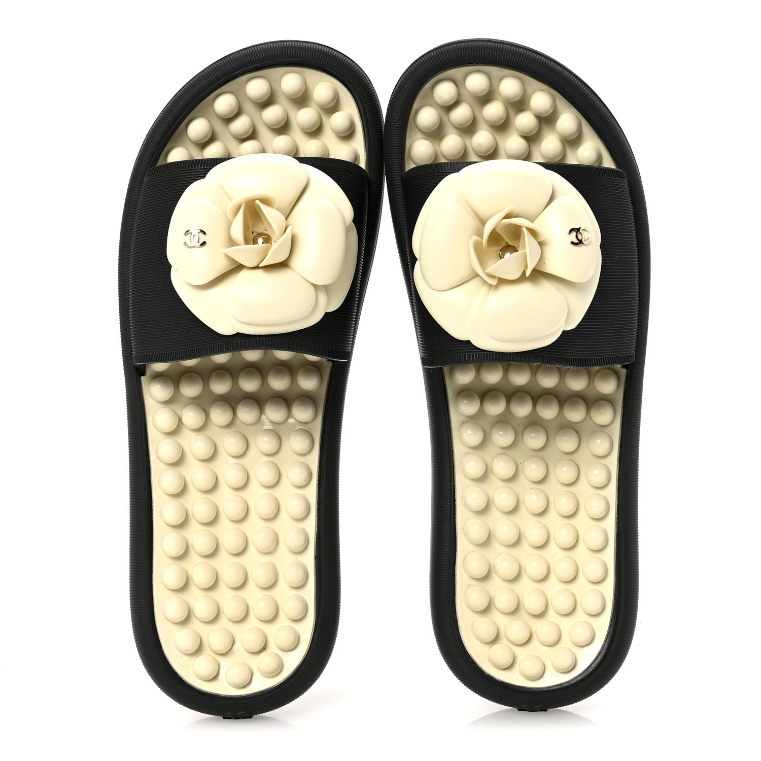 Thermoplastic PVC Camellia Mule Sandals 38 Black Ivory