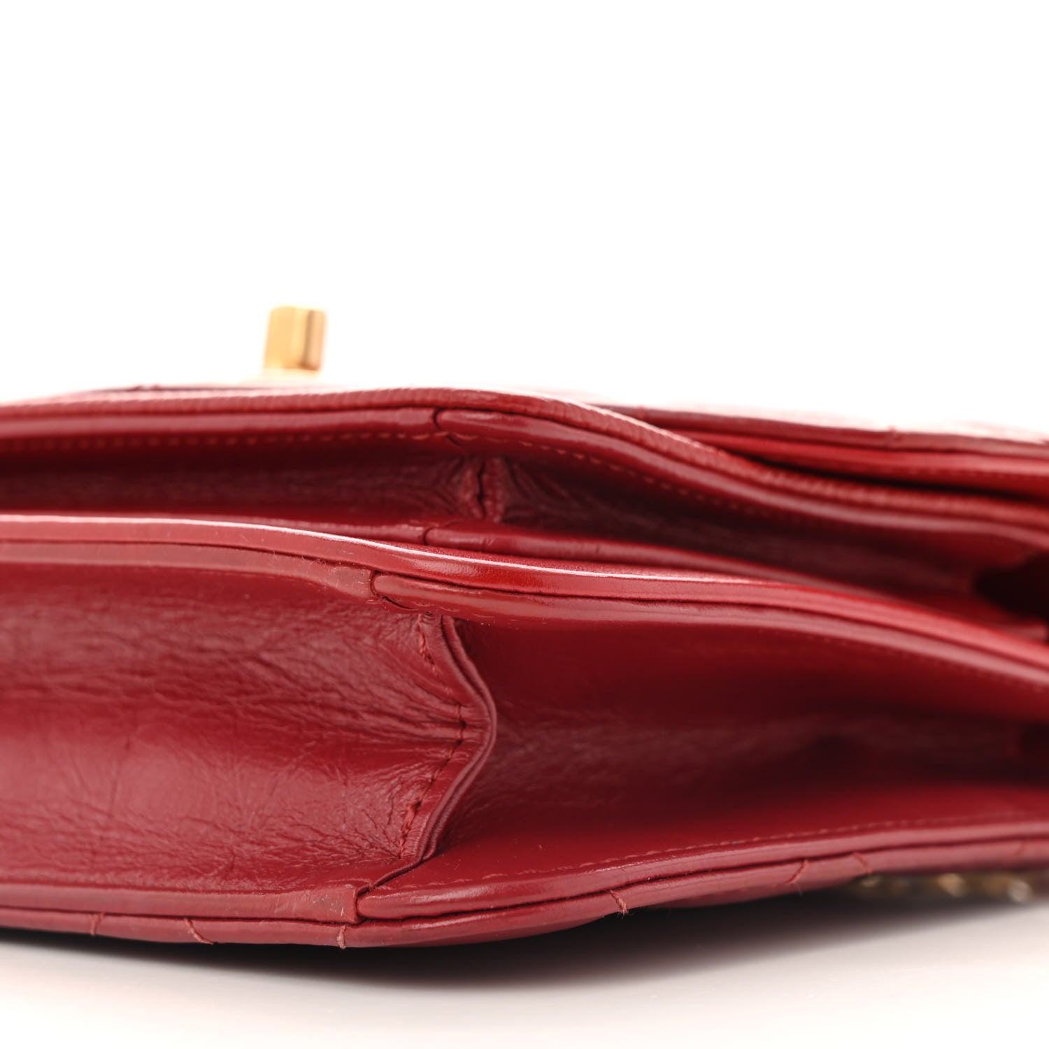 Calfskin Caviar Quilted Mini Chain Handle Flap  Red