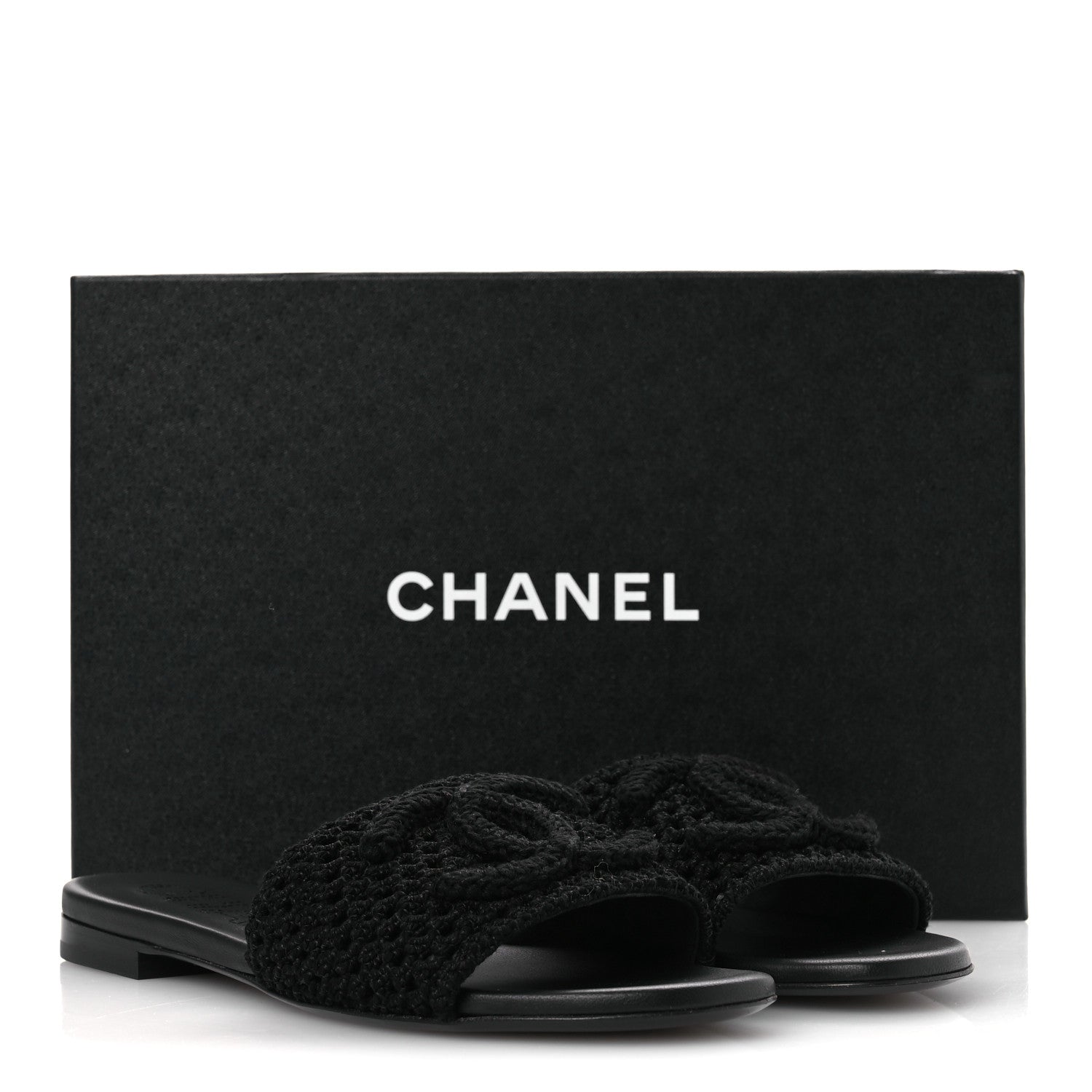 Crochet CC Mules Sandals 38.5 Black
