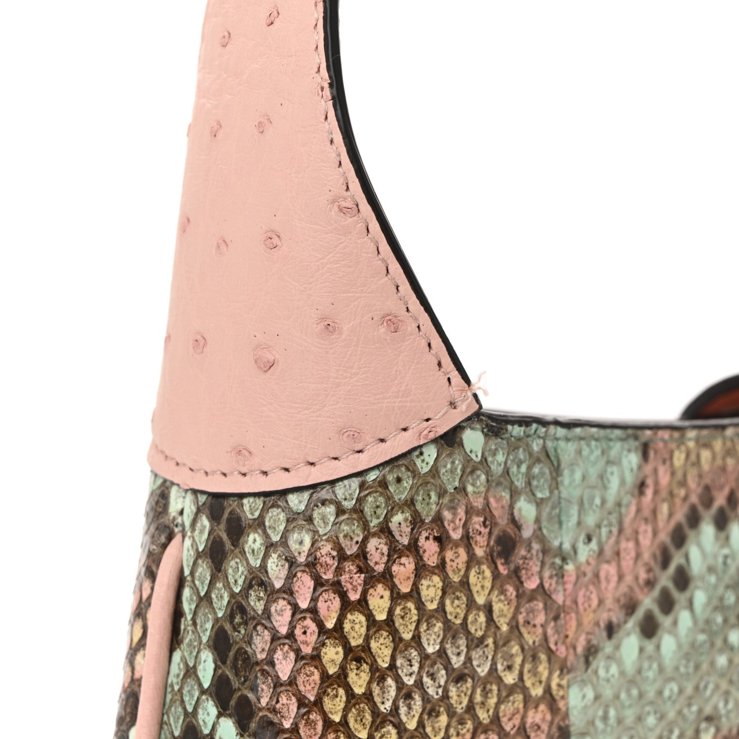 Snakeskin Ostrich Calfskin Small Jackie 1961 Hobo Pink Multicolor