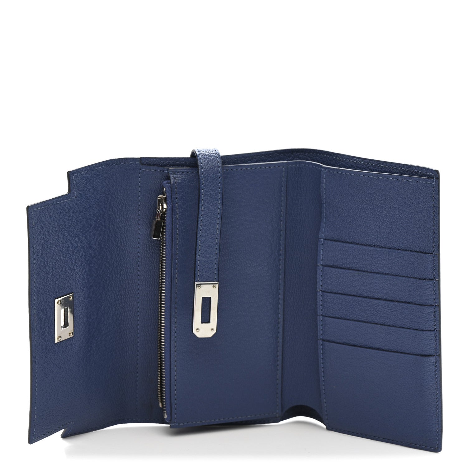 Chevre Mysore Medium Kelly Wallet Bleu Agate