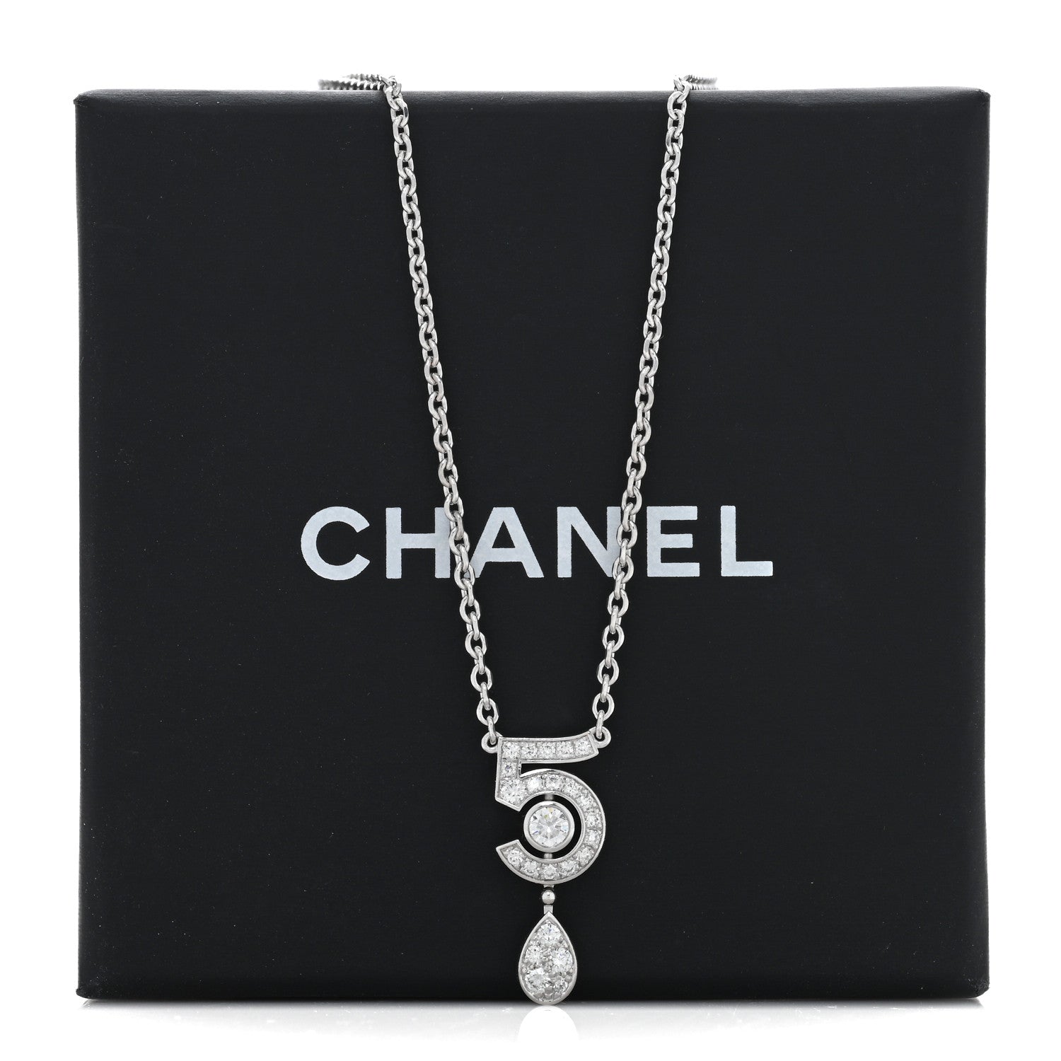 18K White Gold Diamond Eternal No 5 Necklace