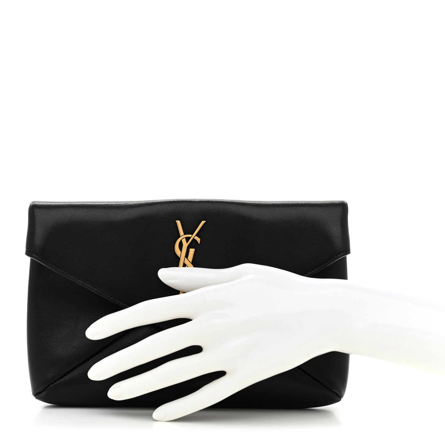 Lambskin Small Cassandre Envelope Pouch Black