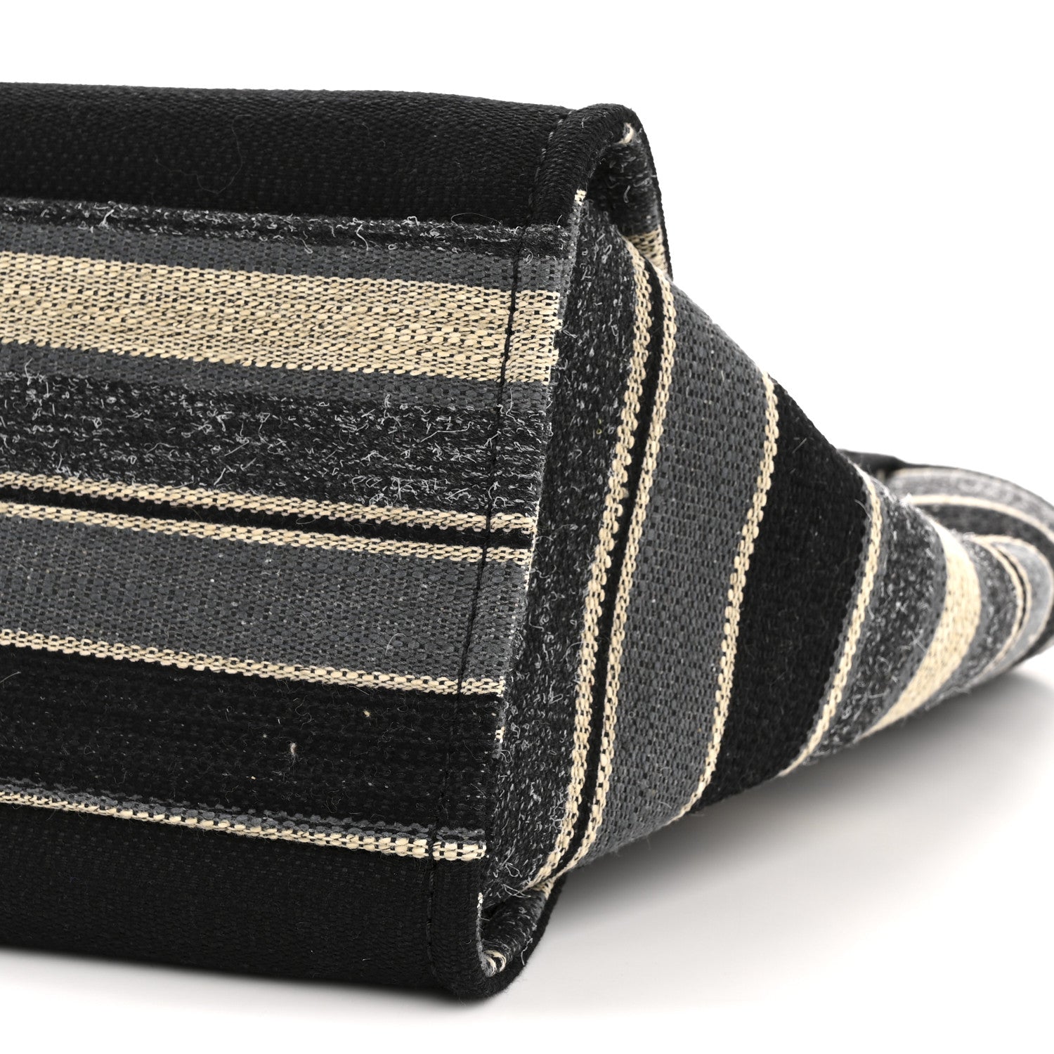 Striped Canvas Medium Deauville Tote Grey Black