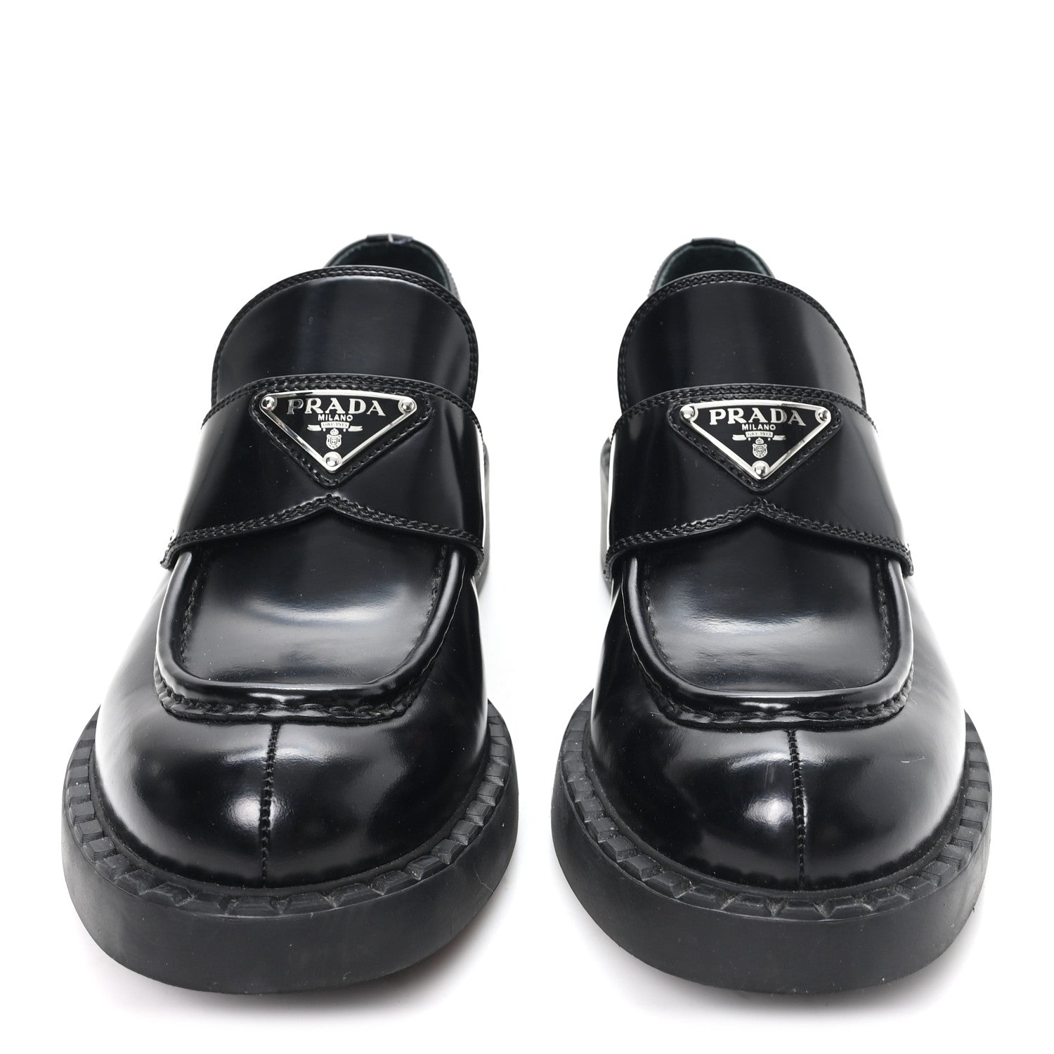 Spazzolato Metal Triangle Logo 50mm Loafers 39 Black