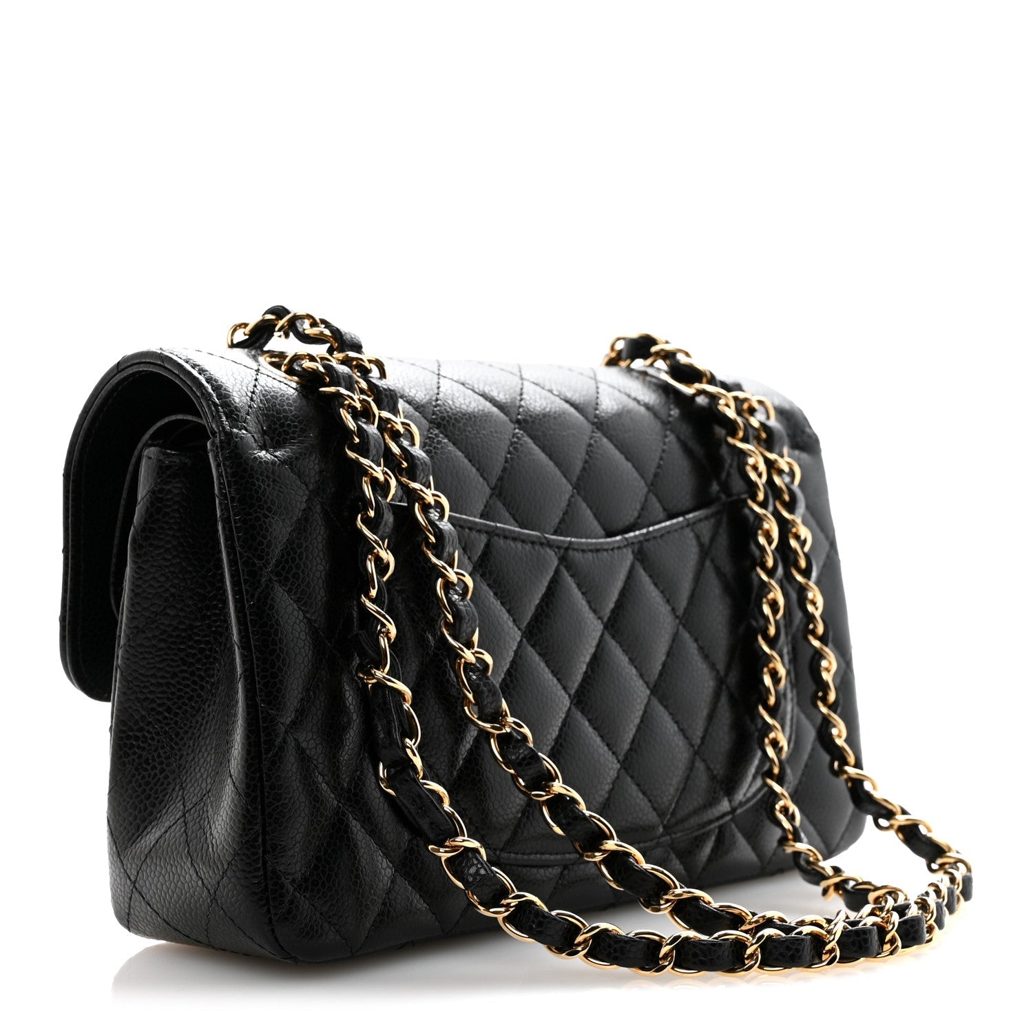 Caviar Quilted Small Double Flap Black