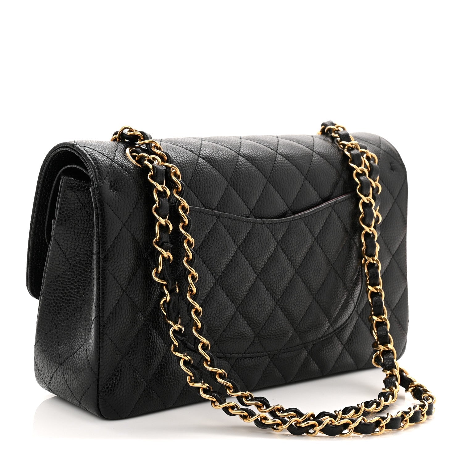 Caviar Quilted Medium Double Flap Black