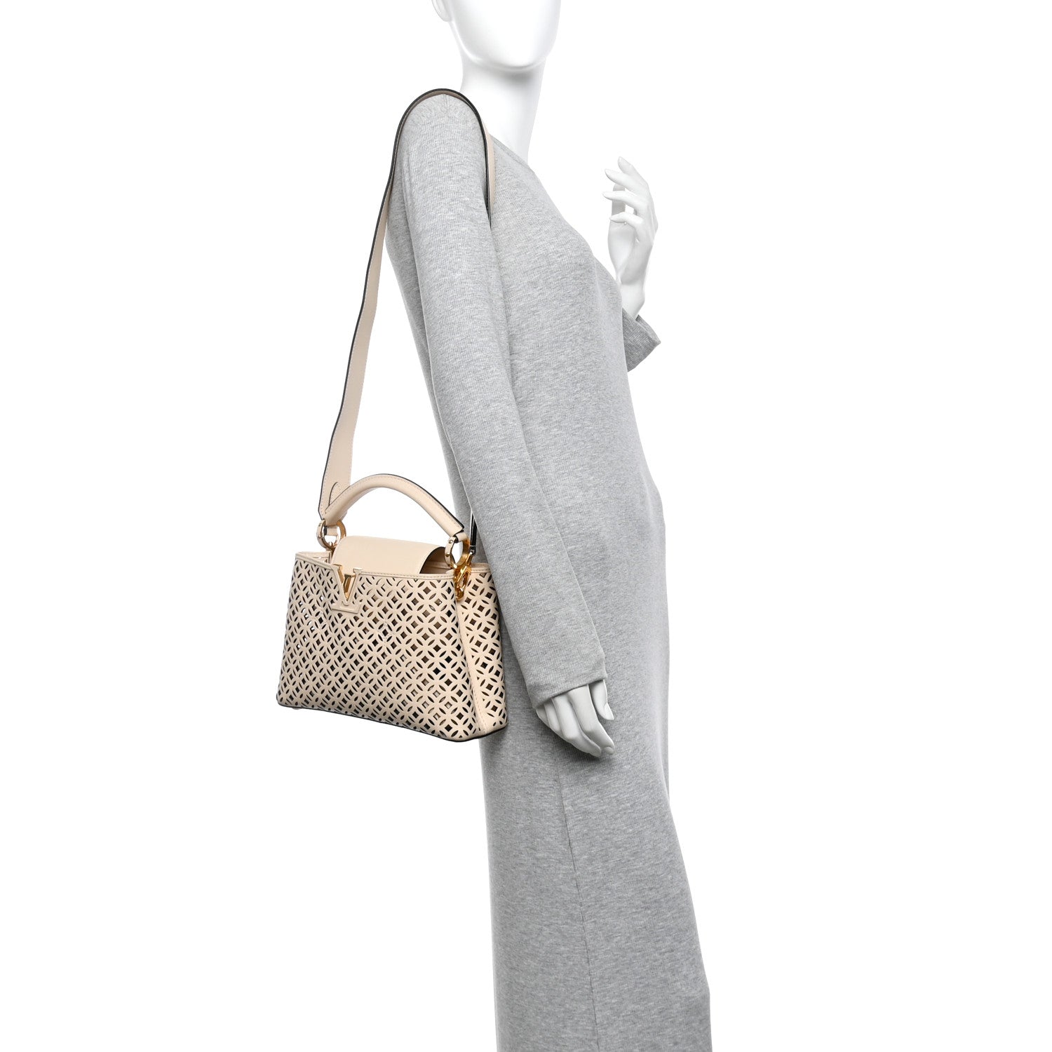 Calfskin Cut-Out Garden Party Capucines BB White