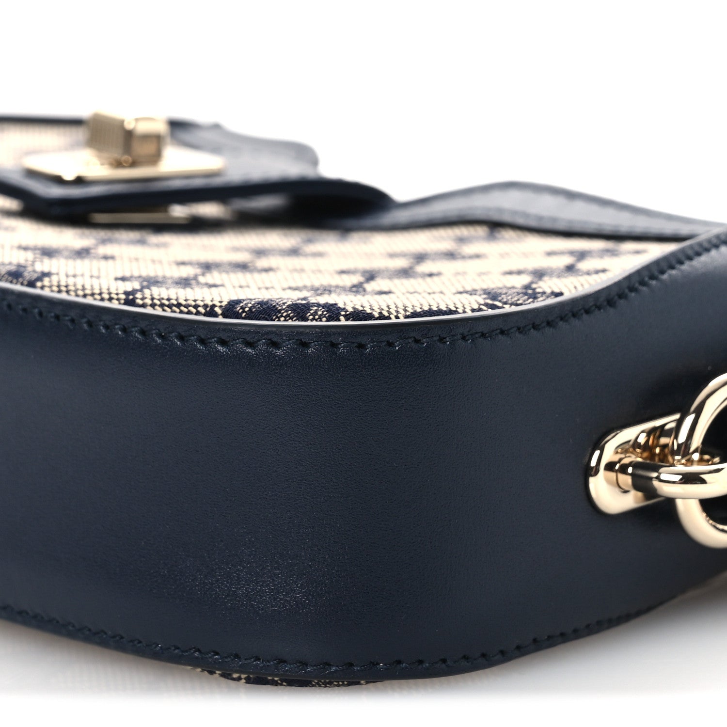 Calfskin Monogram Mini Moon Side Shoulder Bag Navy