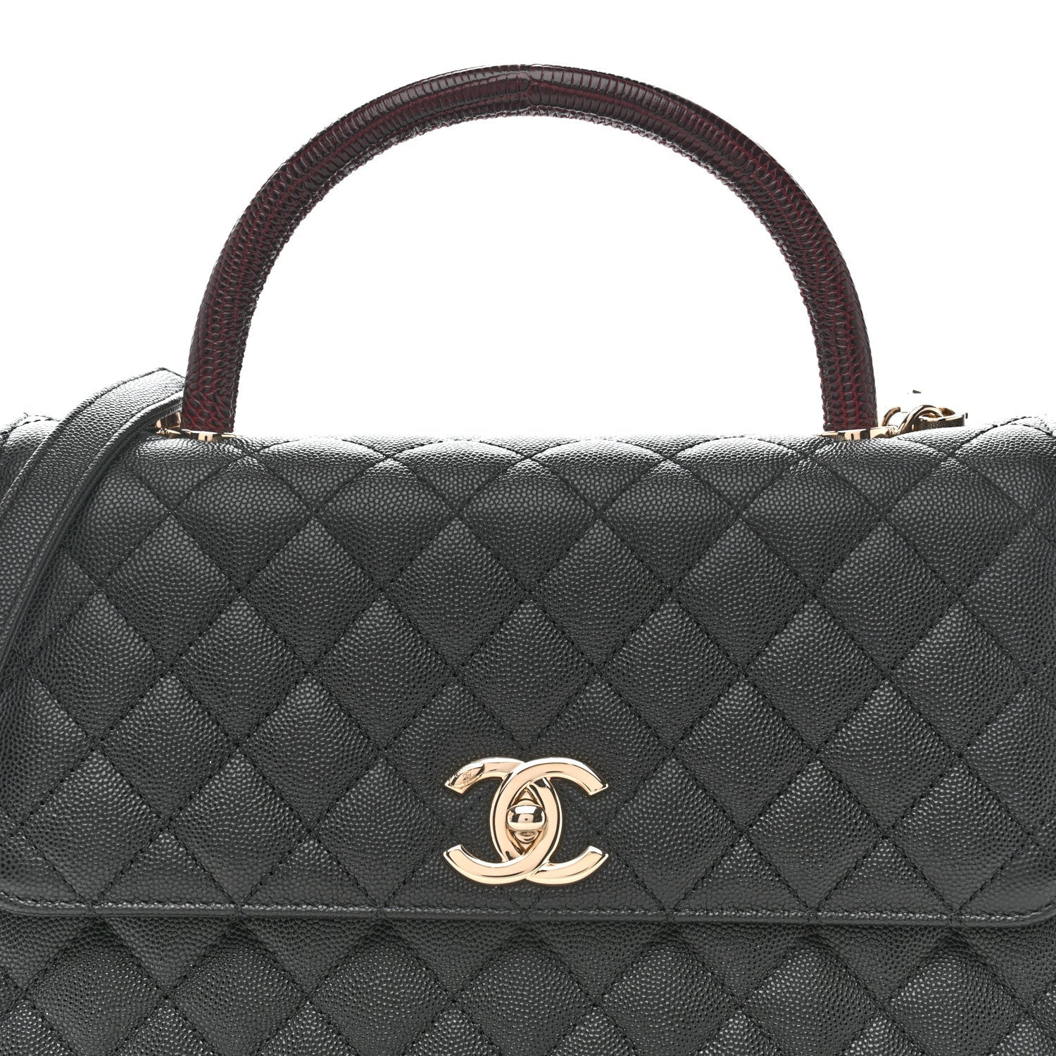 Caviar Quilted Small Coco Handle Flap Black