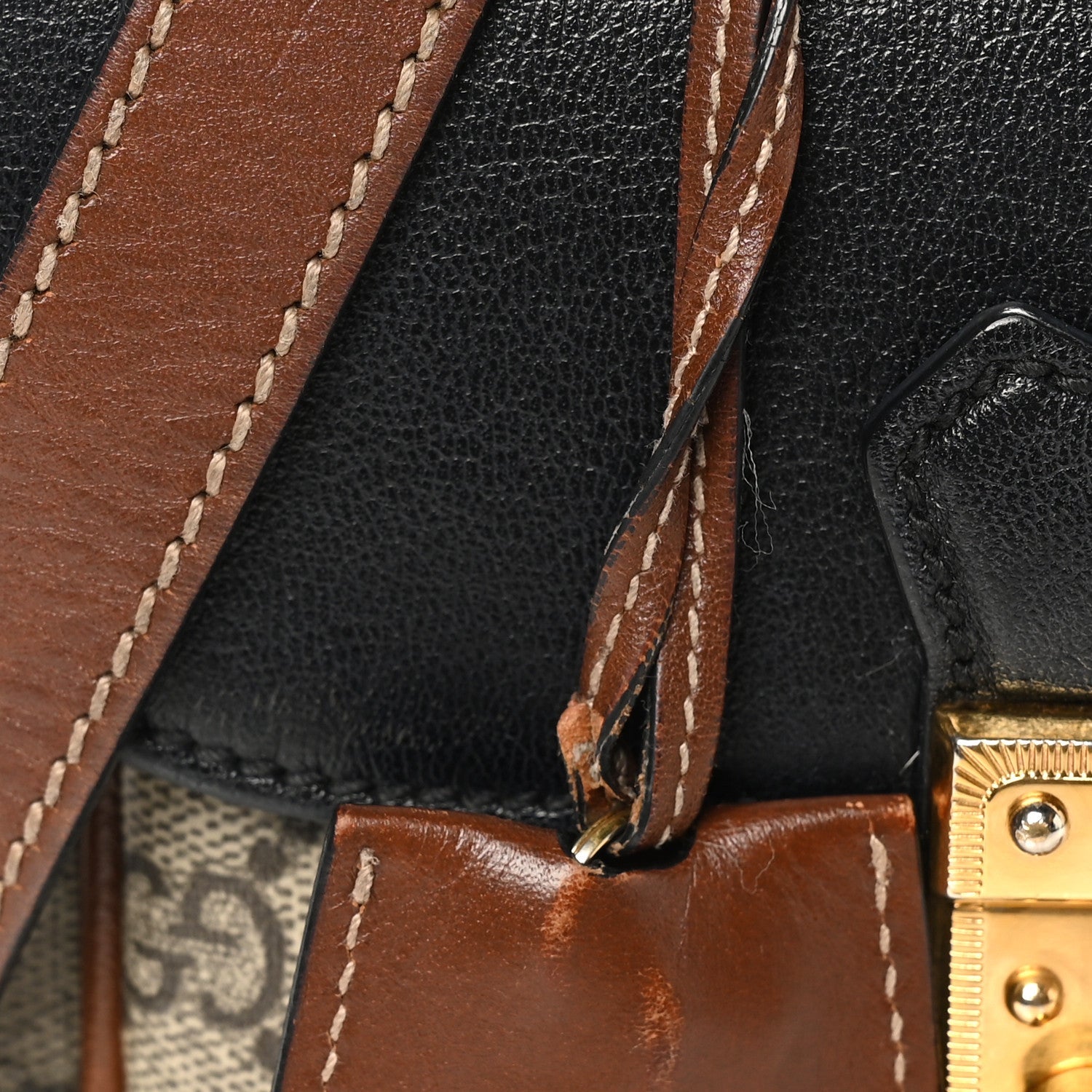 GG Supreme Monogram New Sakai Lux Calfskin Mini Padlock Flap Pocket Shoulder Bag Beige Ebony Black Cuir