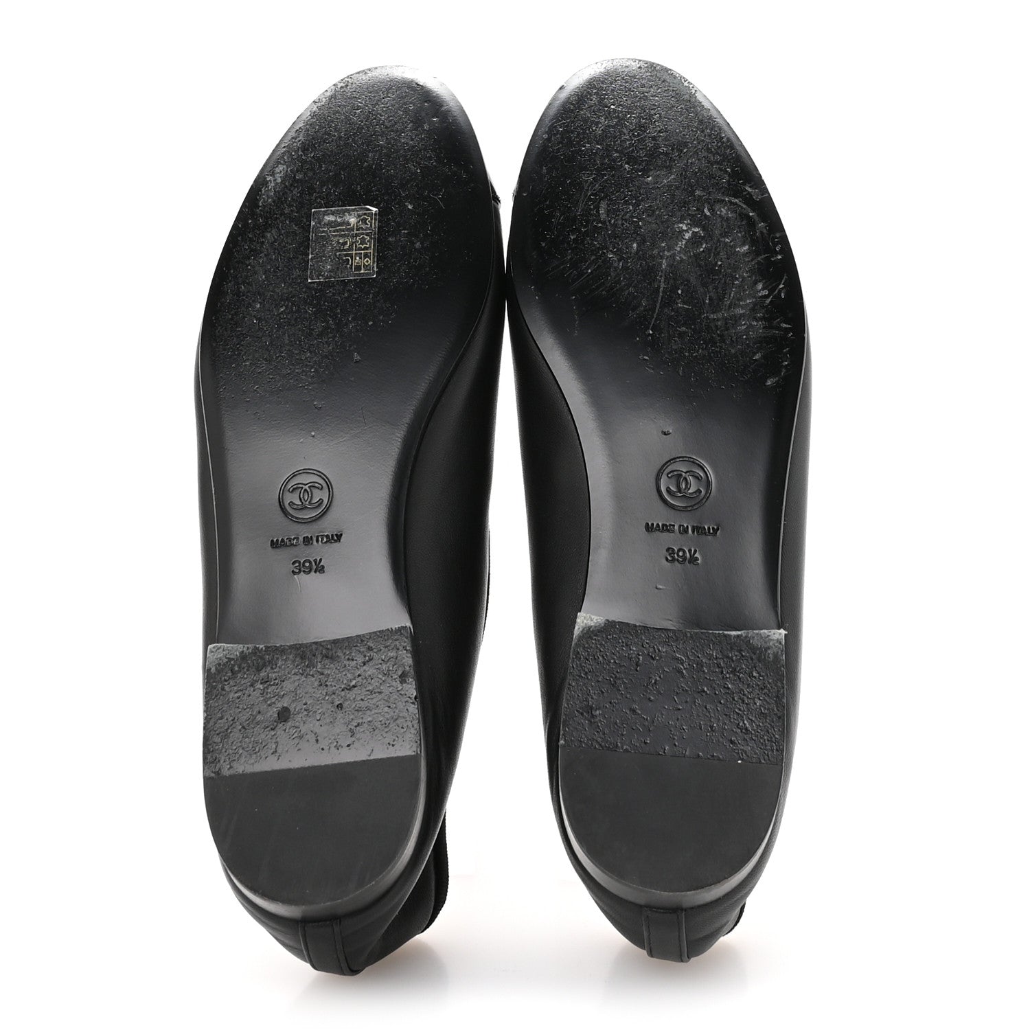 Lambskin Patent Cap Toe Ballerina Flats 39.5 Black