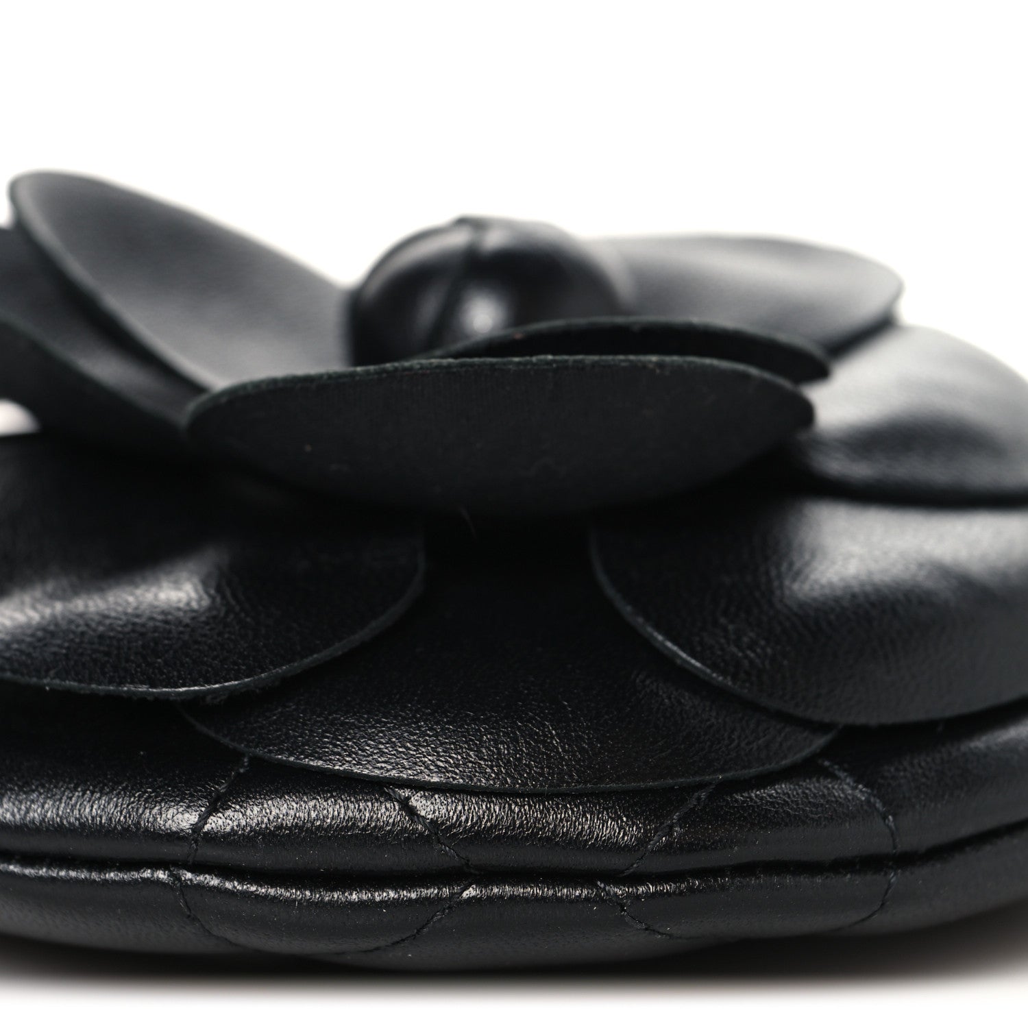 Lambskin Mini Camellia Bouquet Clutch With Chain Black