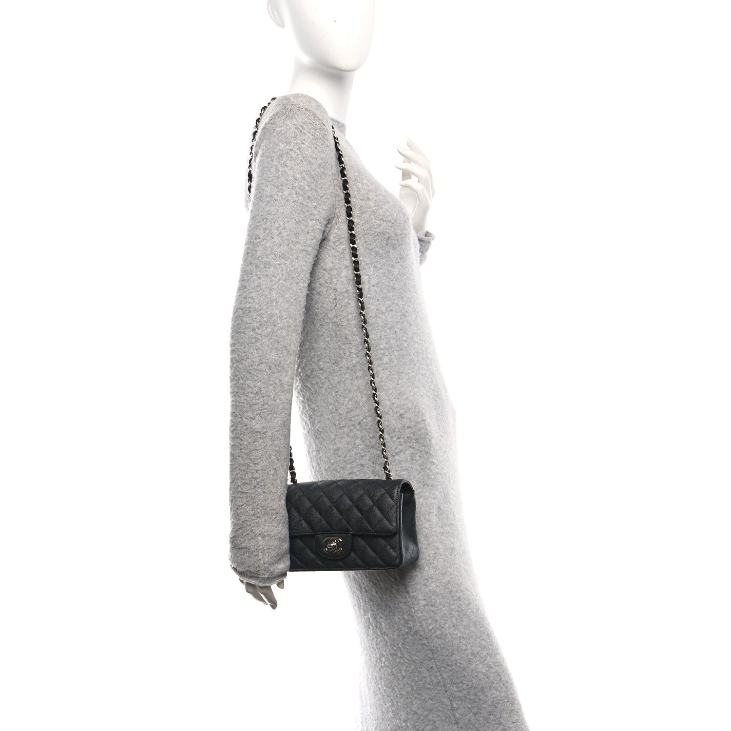 Caviar Quilted Mini Rectangular Flap Black