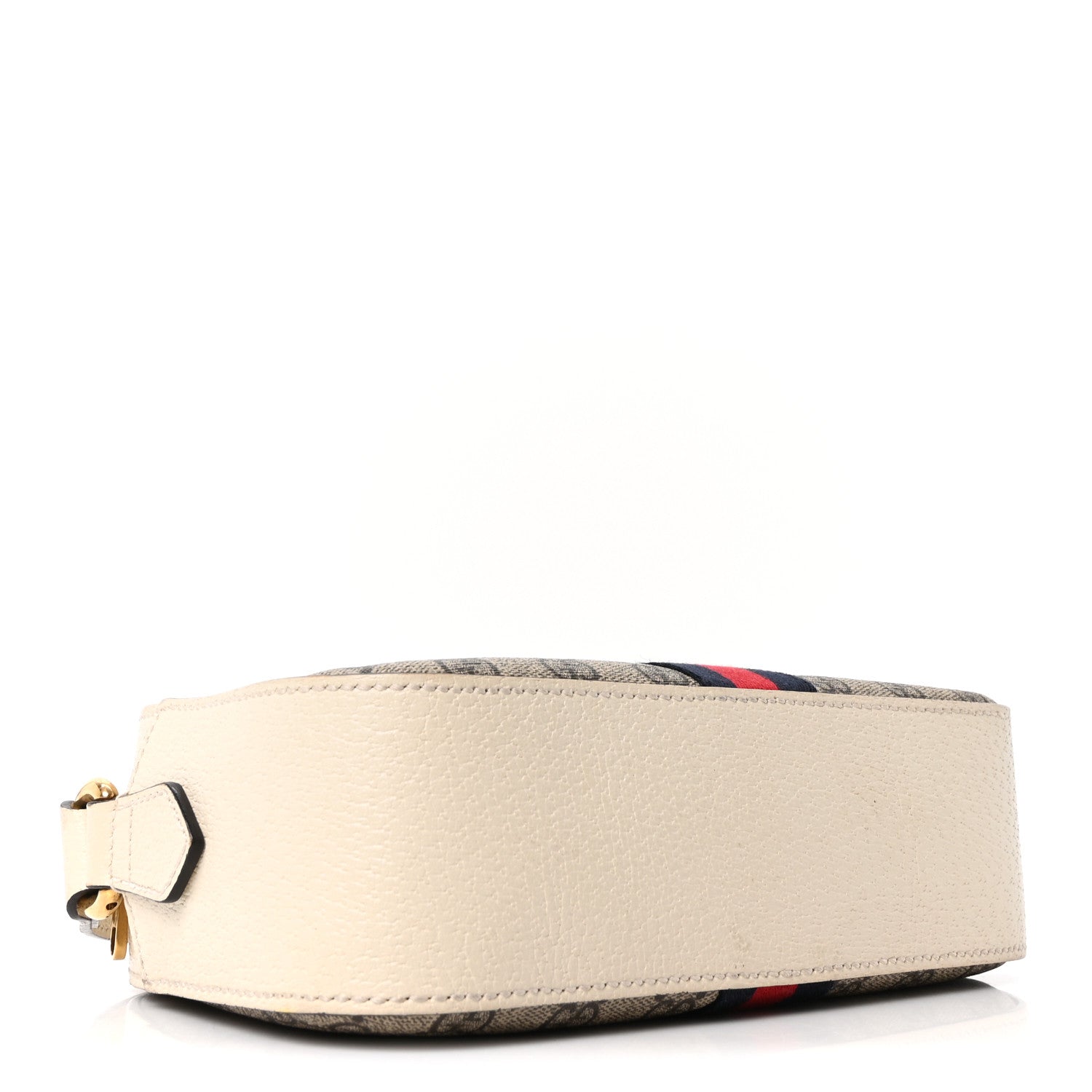GG Supreme Monogram Textured Calfskin Web Small Ophidia Camera Bag Beige Ebony Mystic White