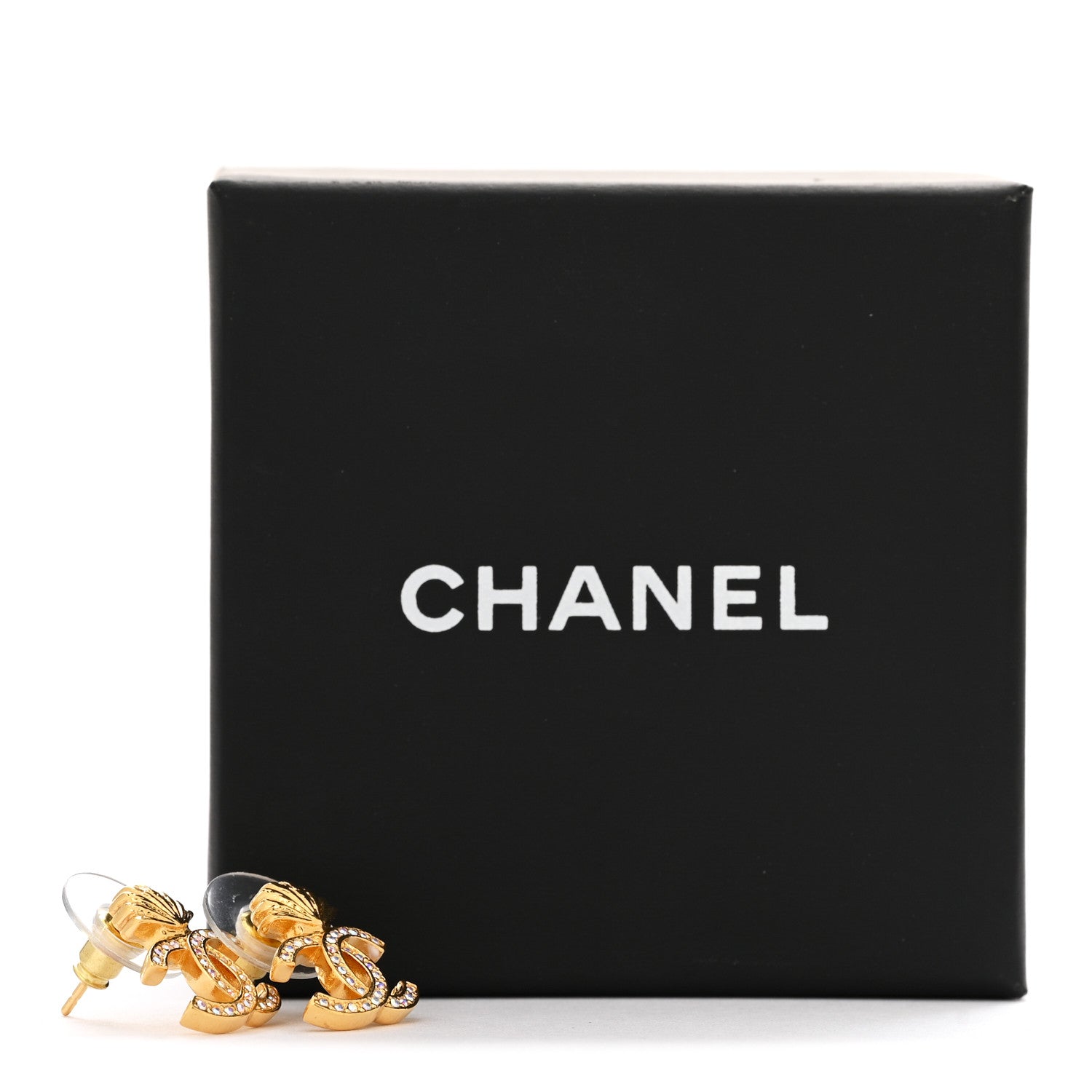 Crystal CC Shell Earrings Gold