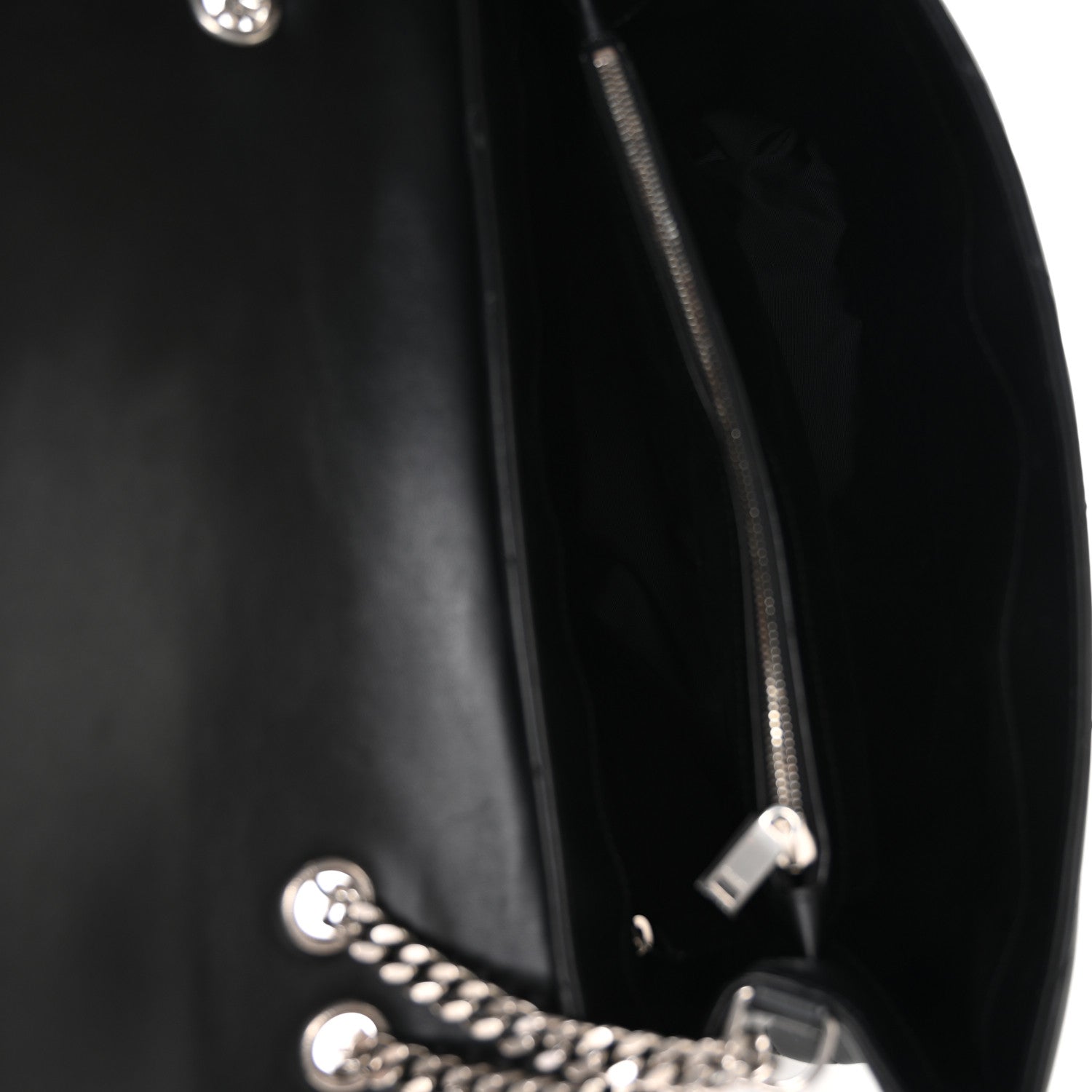 Calfskin Y Quilted Monogram Large Loulou Chain Satchel Black