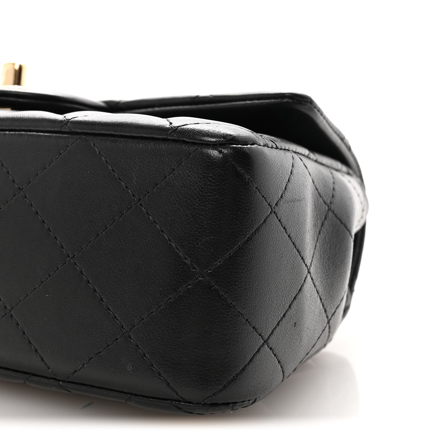 Lambskin Quilted Mini Top Handle Rectangular Flap Black