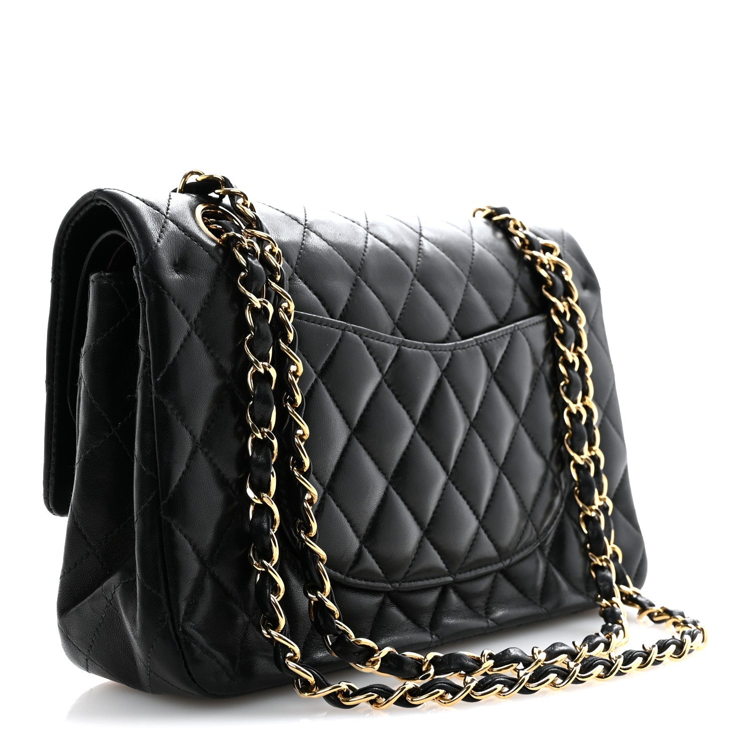 Lambskin Quilted Medium Double Flap Black