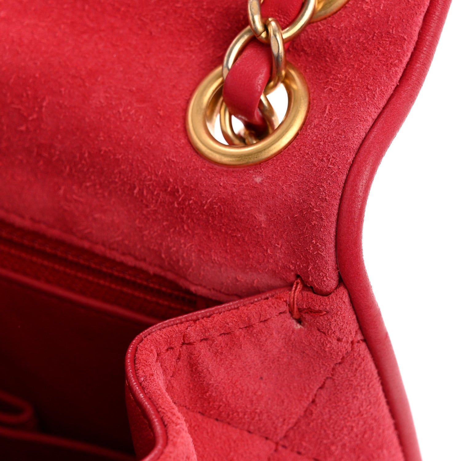 Suede Lambskin Scallop Quilted Mini Pagoda Flap Pink