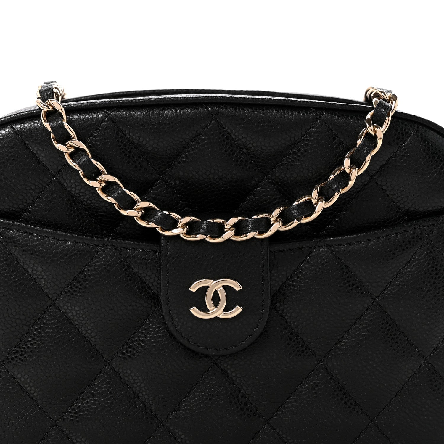 Caviar Quilted Chain Camera Bag Black