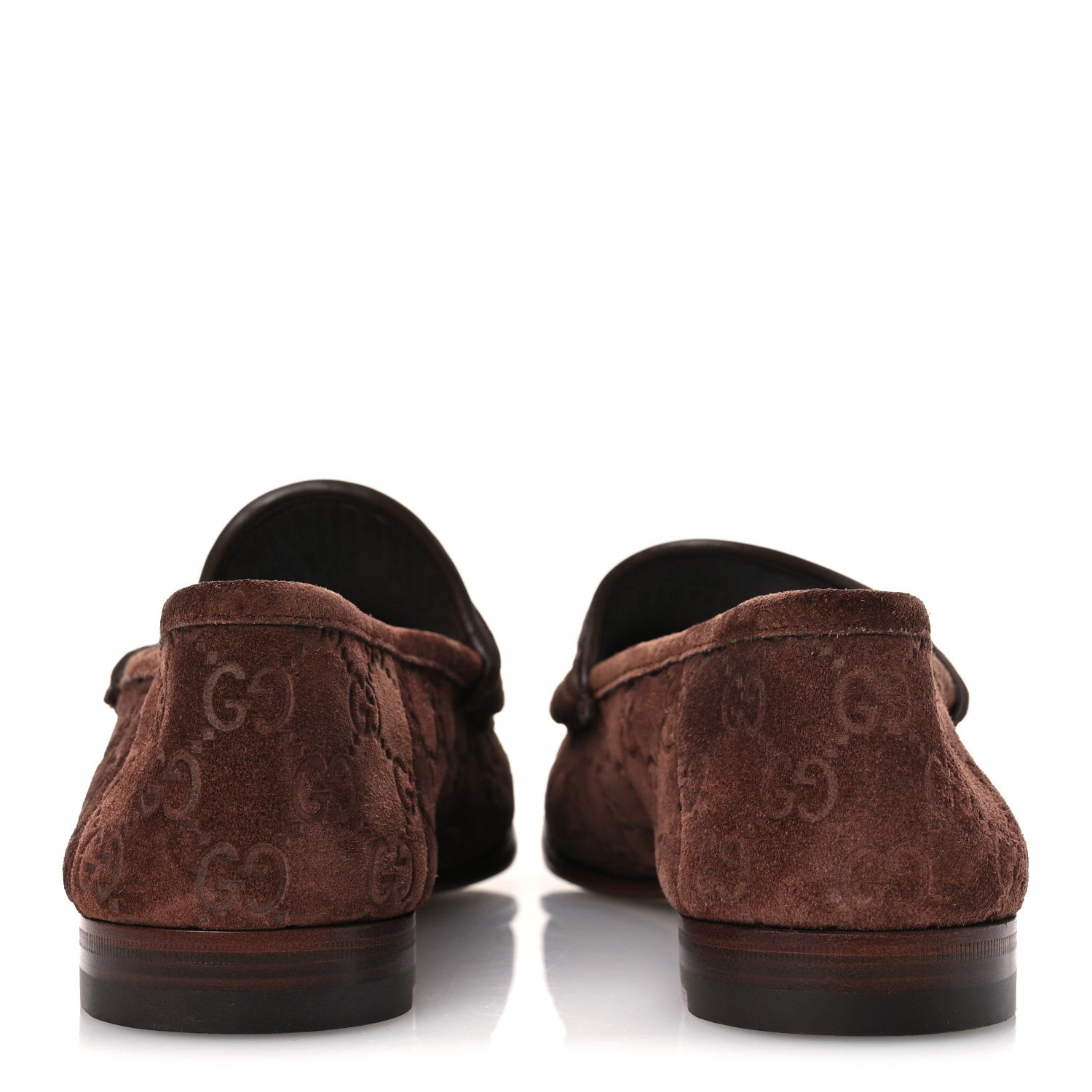 Suede GG Monogram Horsebit Mens Loafers 9 Brown