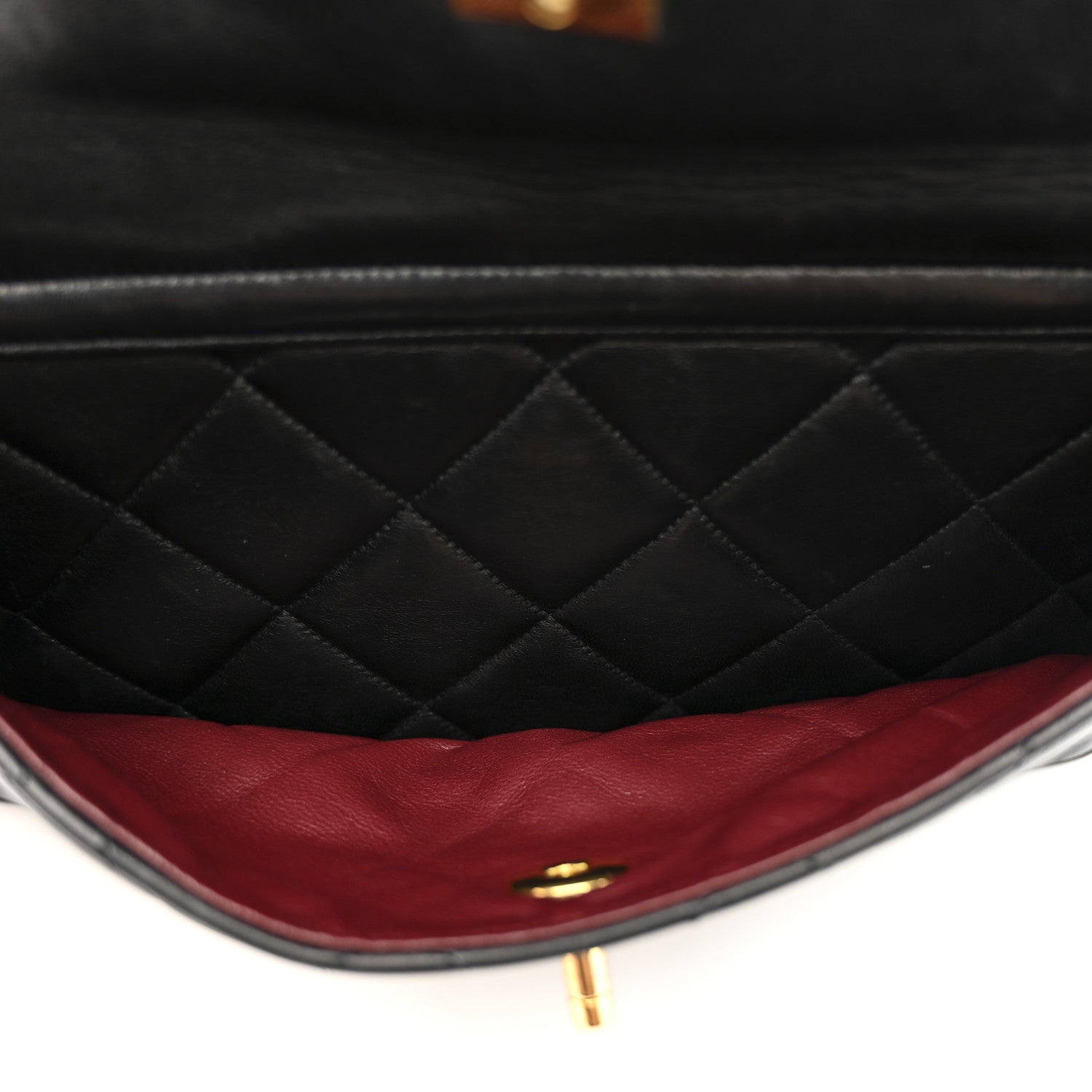 Lambskin Quilted Double Pocket Shoulder Bag Black