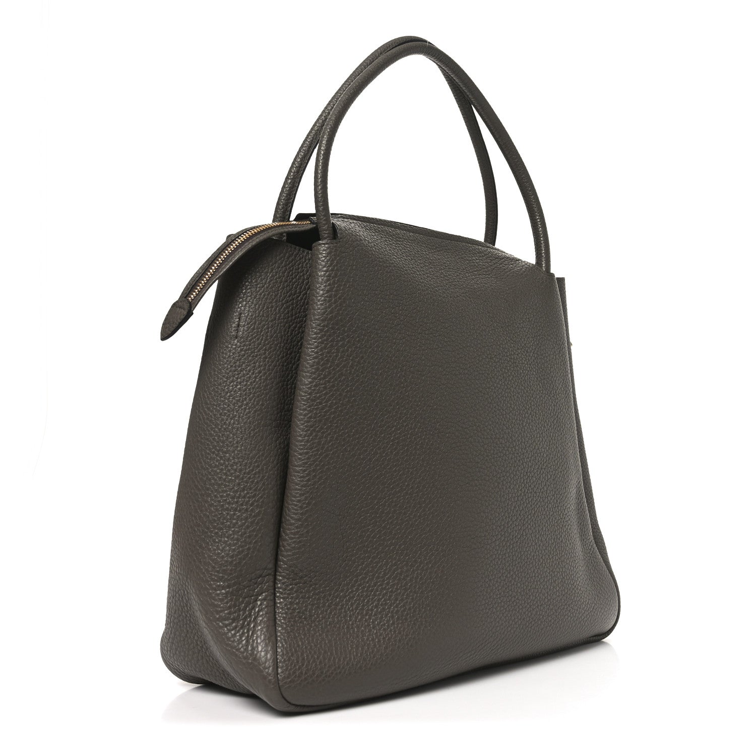 Vitello Daino Soft Medium Zippered Top Handle Bag Bambu