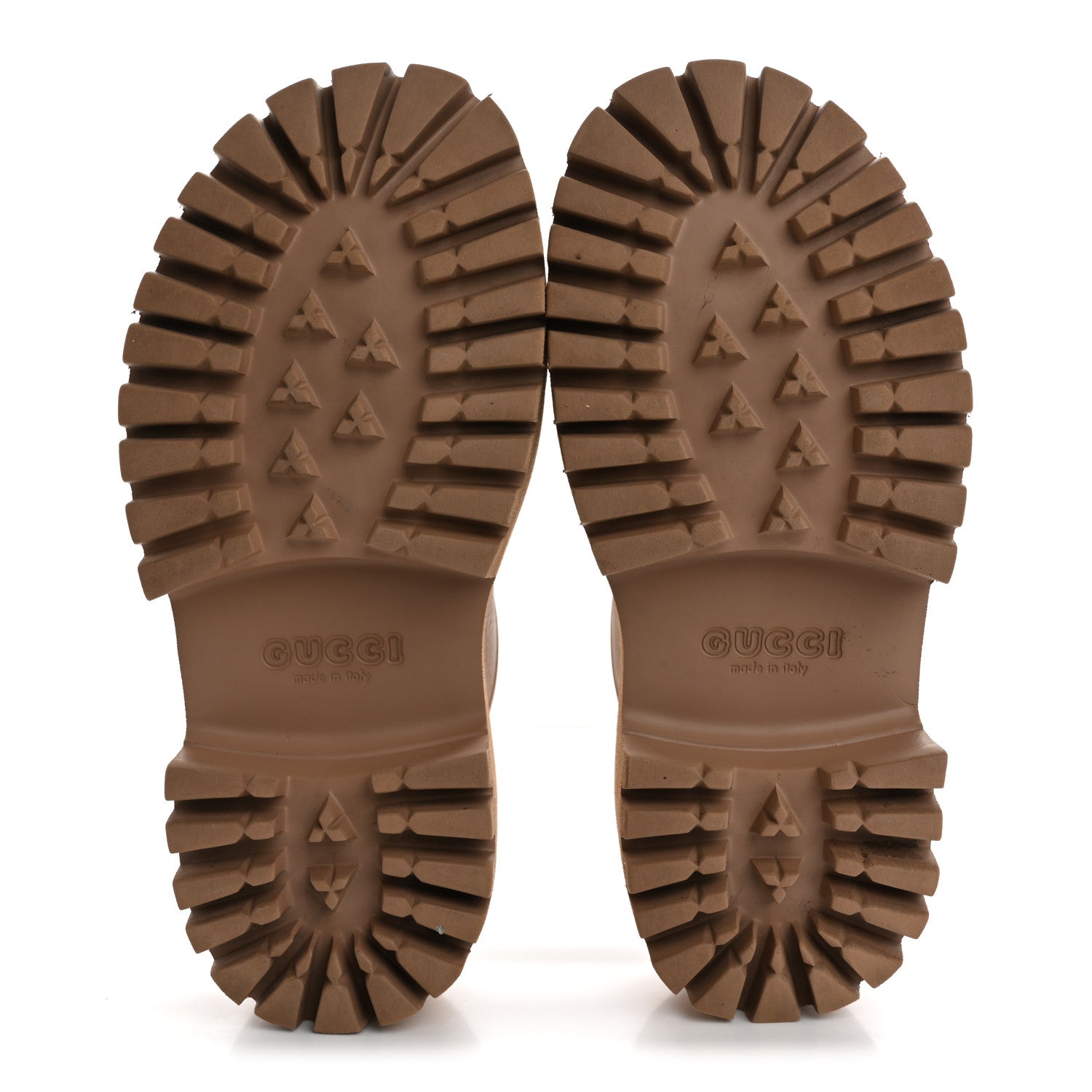 Rubber GG Monogram Perforated Elea Platform 55mm Lug Sole Sandals 36 Vintage Camel
