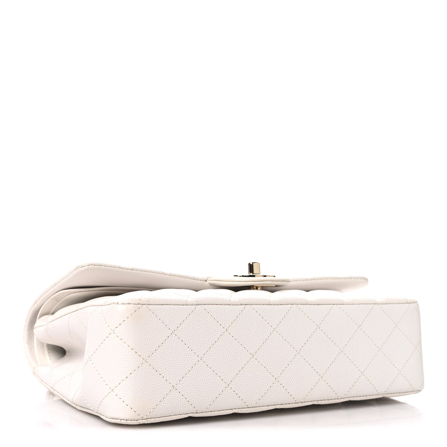 Caviar Quilted Medium Double Flap White