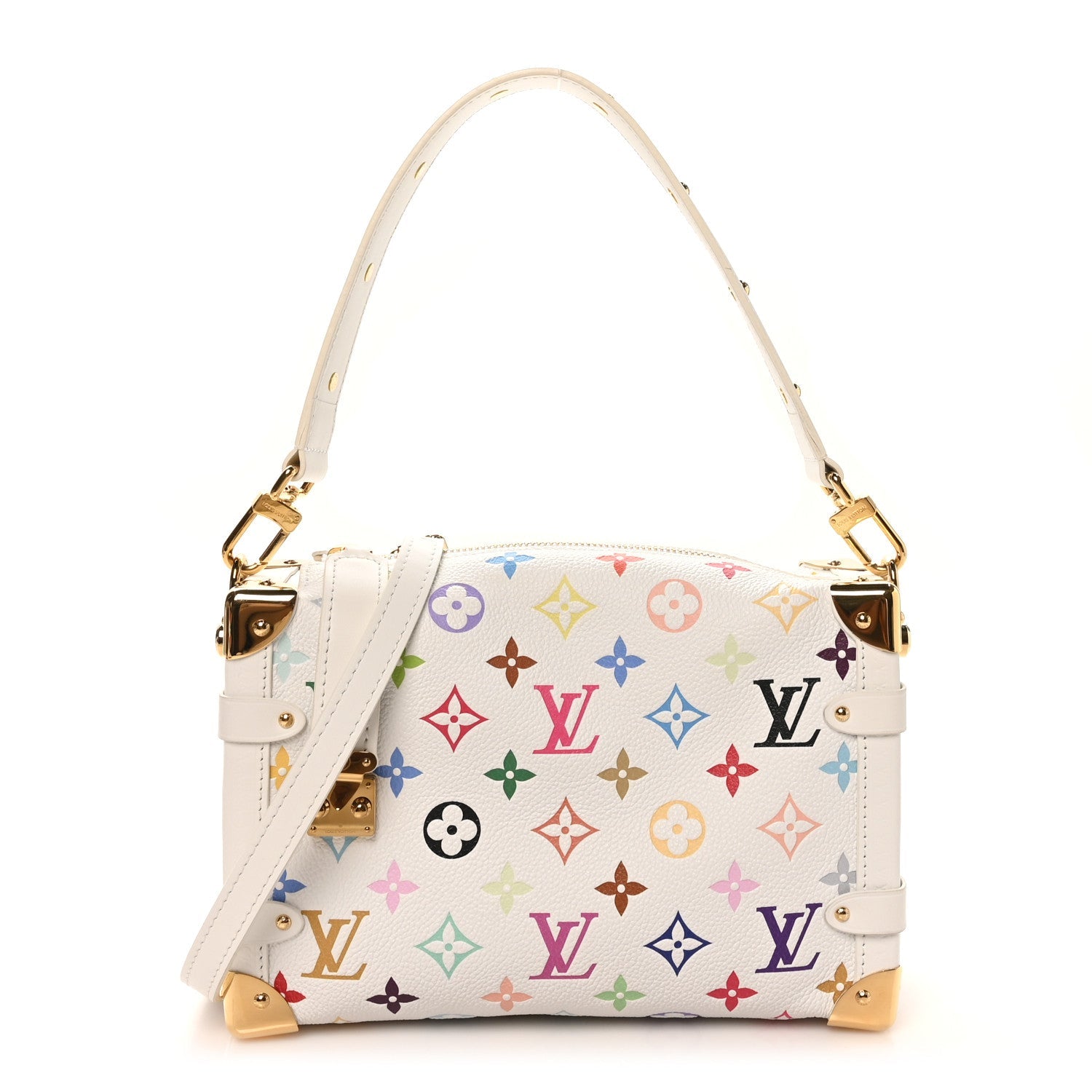 LV x TM Cowhide Monogram Multicolor Side Trunk MM White