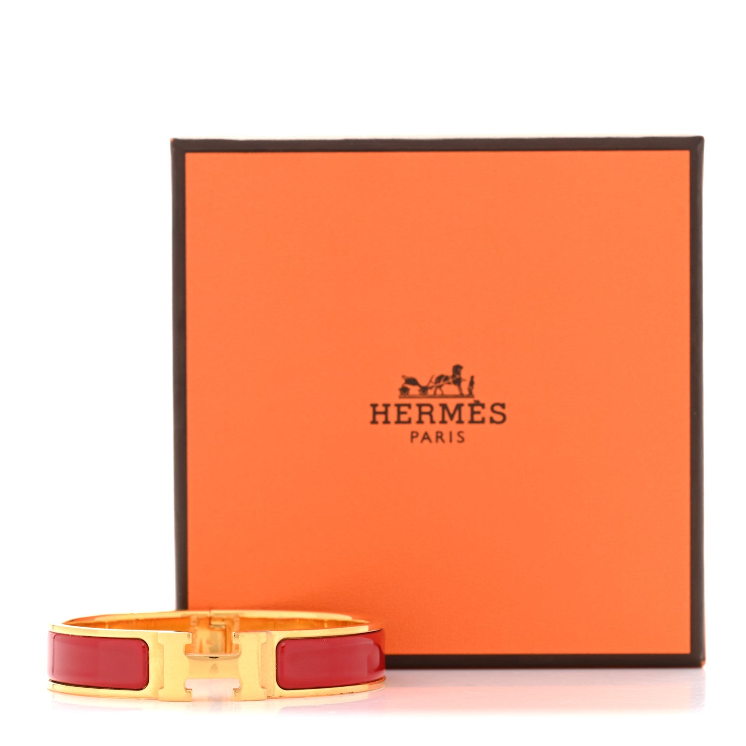 Enamel Narrow Clic Clac H Bracelet PM Rouge Vif