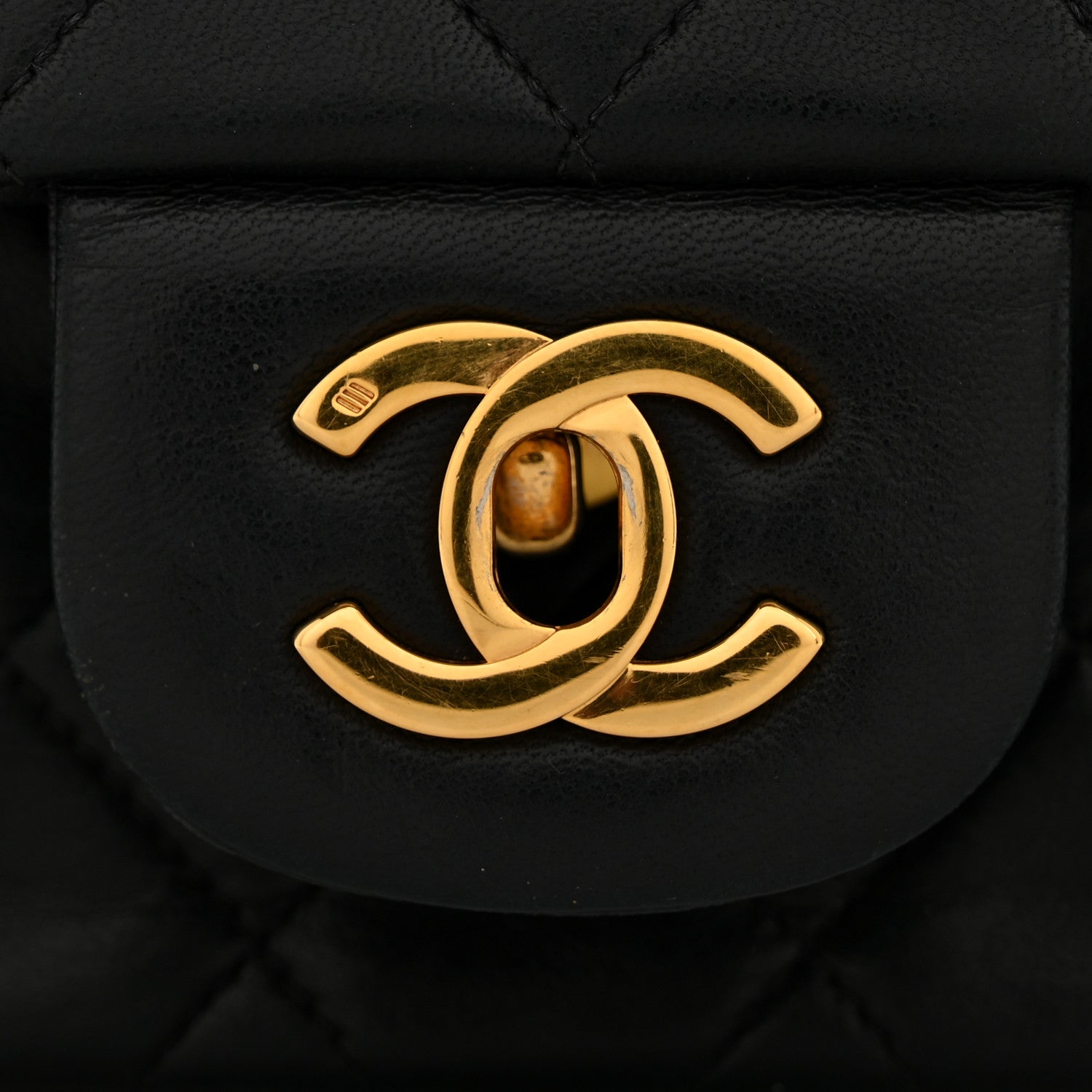Lambskin Quilted Medium Double Flap Black