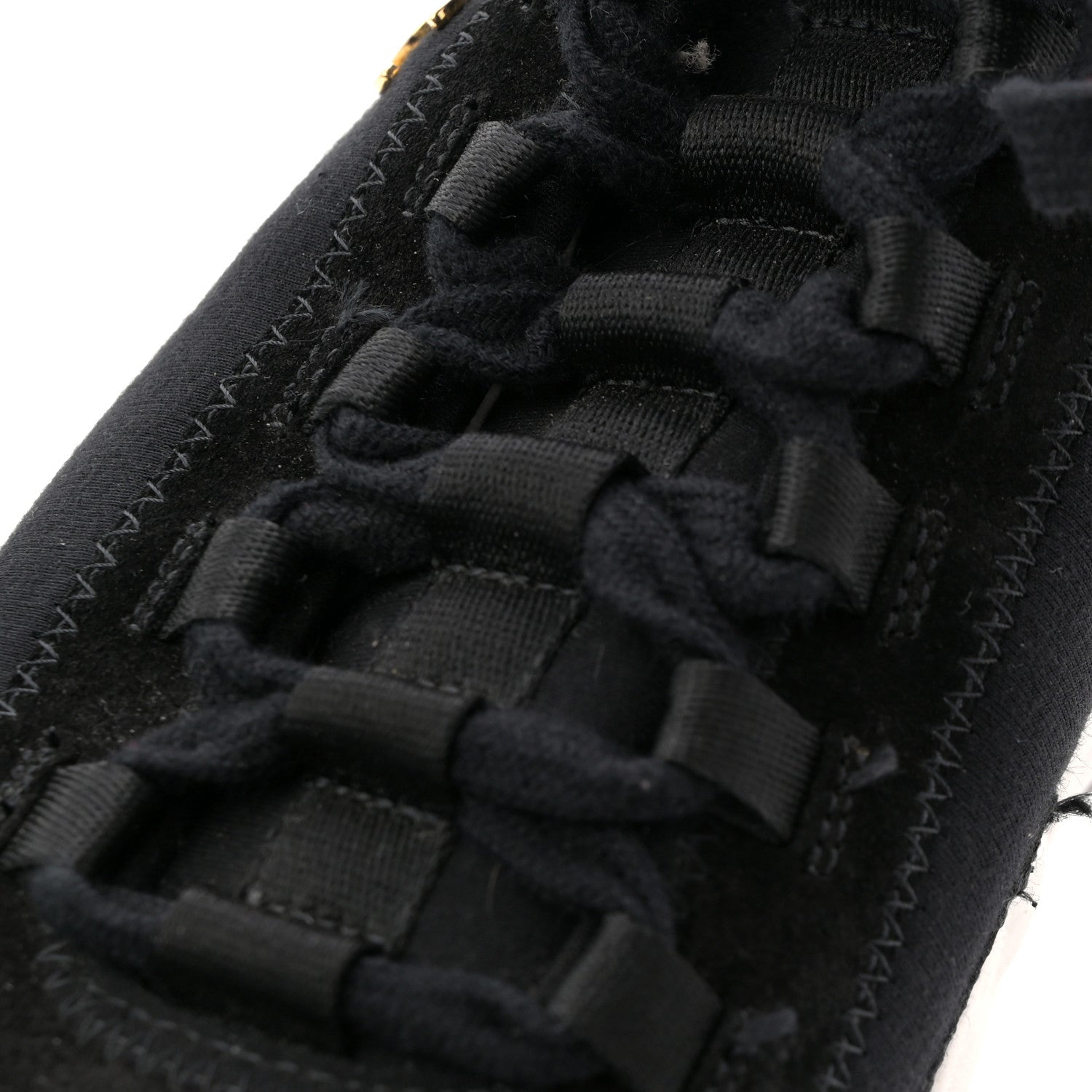 Velvet Calfskin Mixed Fibers CC Sneakers 40 Black