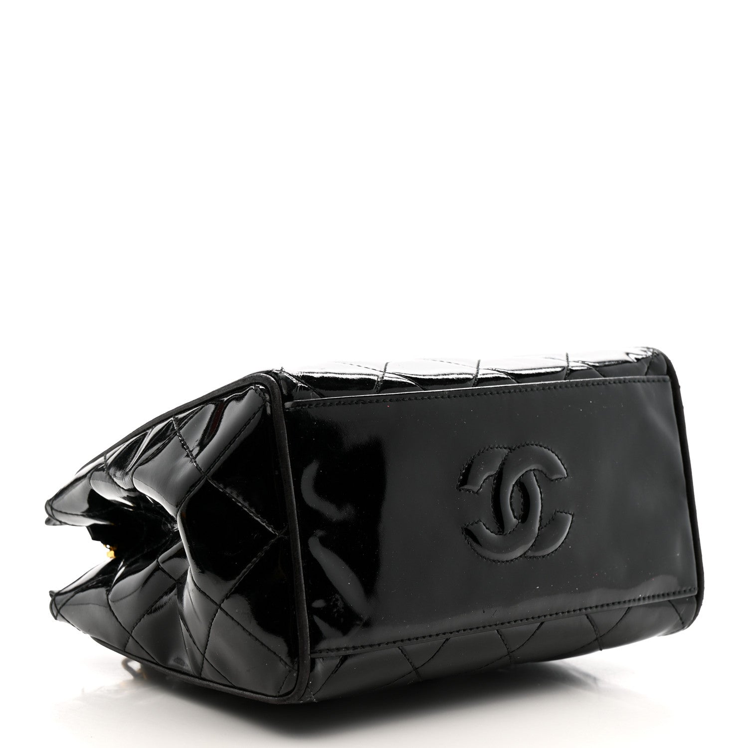 Patent Quilted CC Shoulder Bag Black