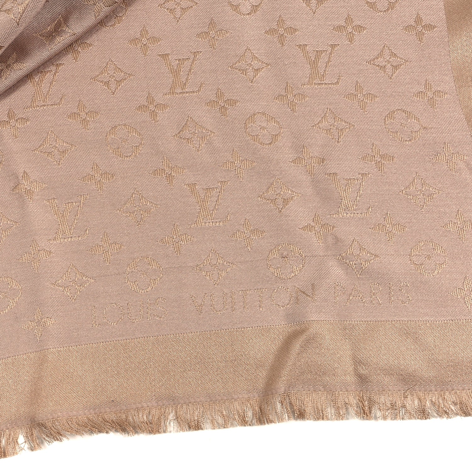 Silk Wool Monogram Denim Shawl Beige Rose