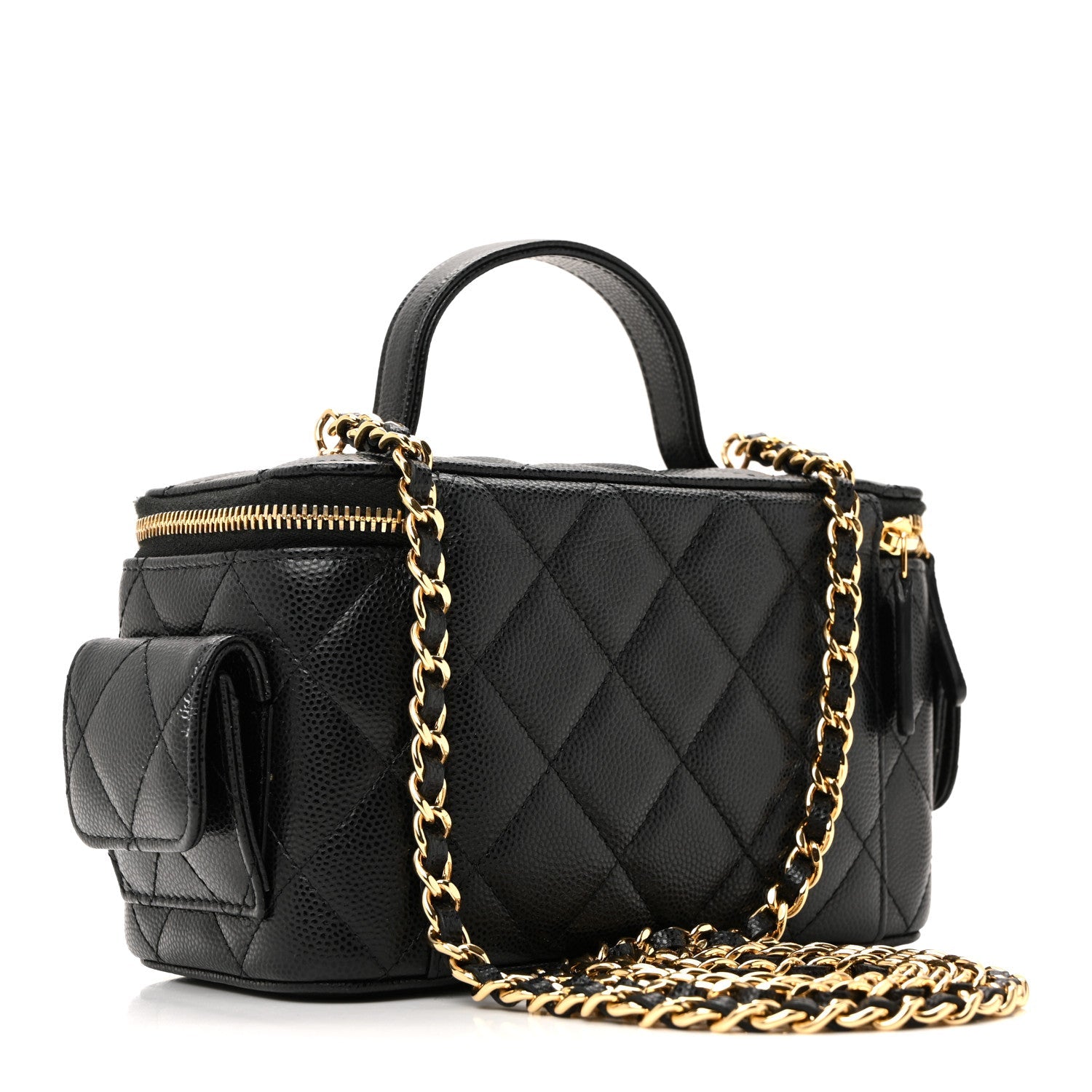 Caviar Quilted Polly Pocket East West Top Vanity With Chain Black