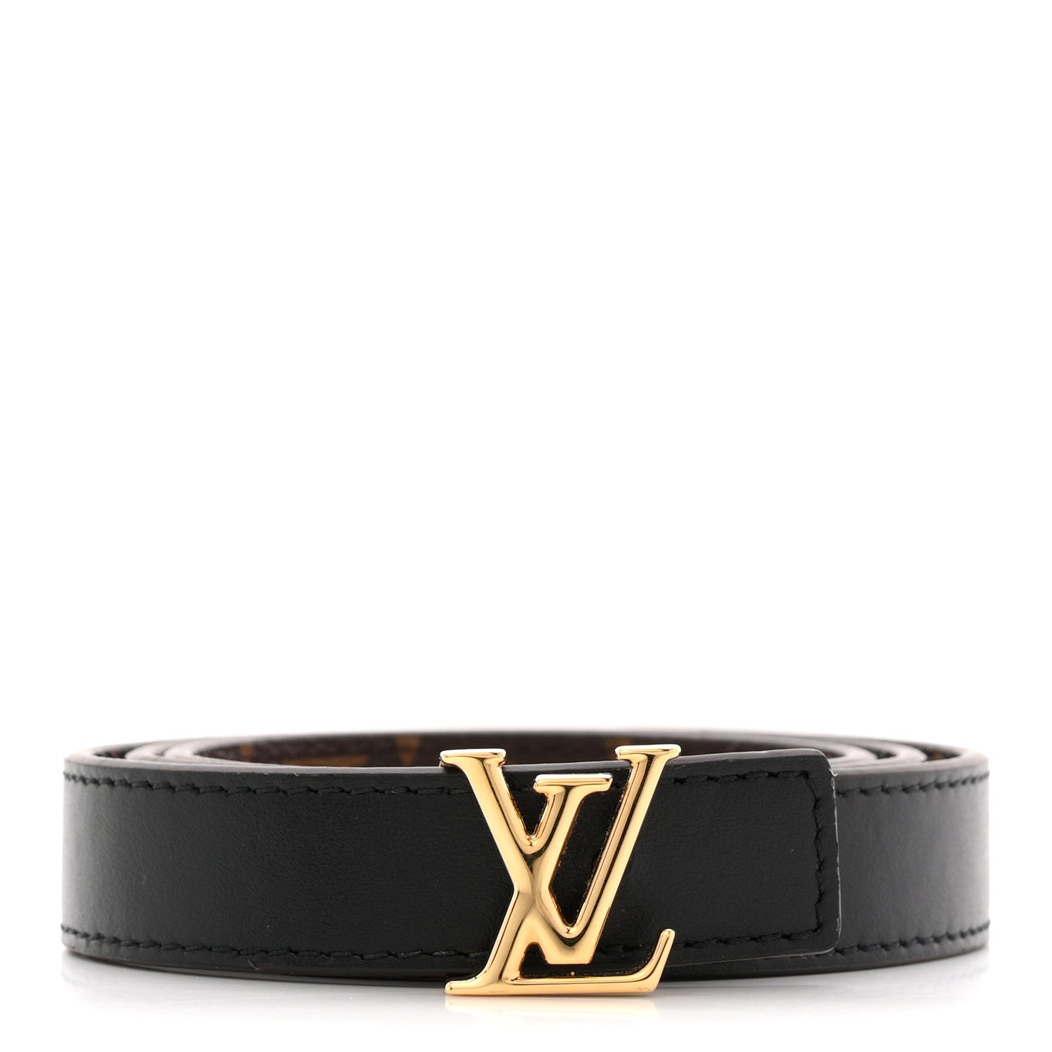 Calfskin Monogram 20mm LV Initiales Reversible Belt 65 26 Black