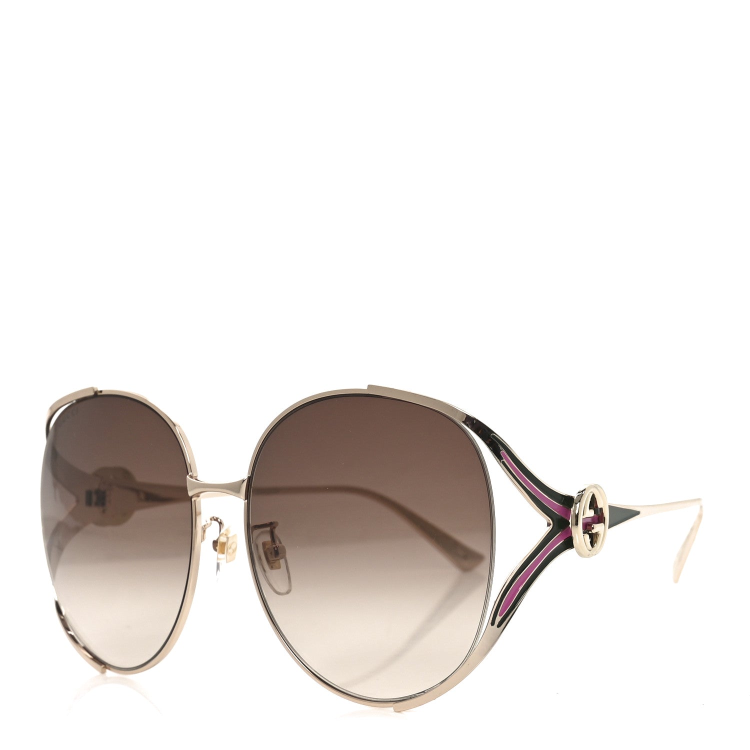 Metal Oversized Round Frame GG0225S Sunglasses Green Pink