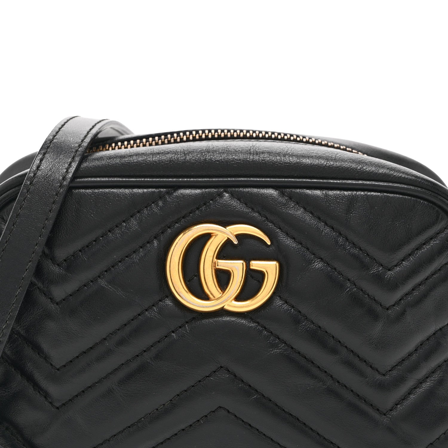 Calfskin Matelasse Mini GG Marmont Chain Shoulder Bag Black