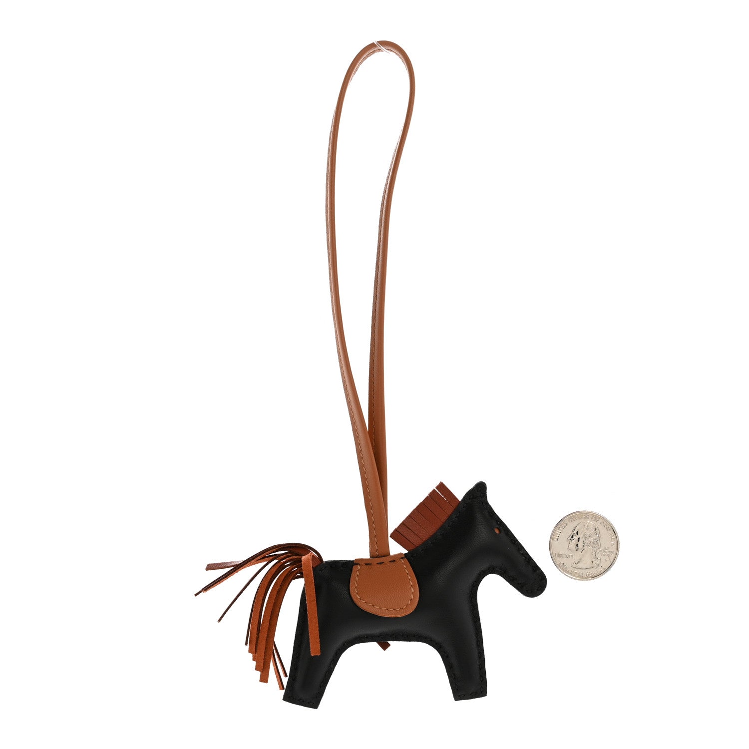 Milo Lambskin Grigri Rodeo Horse Bag Charm PM Black Sienne Gold