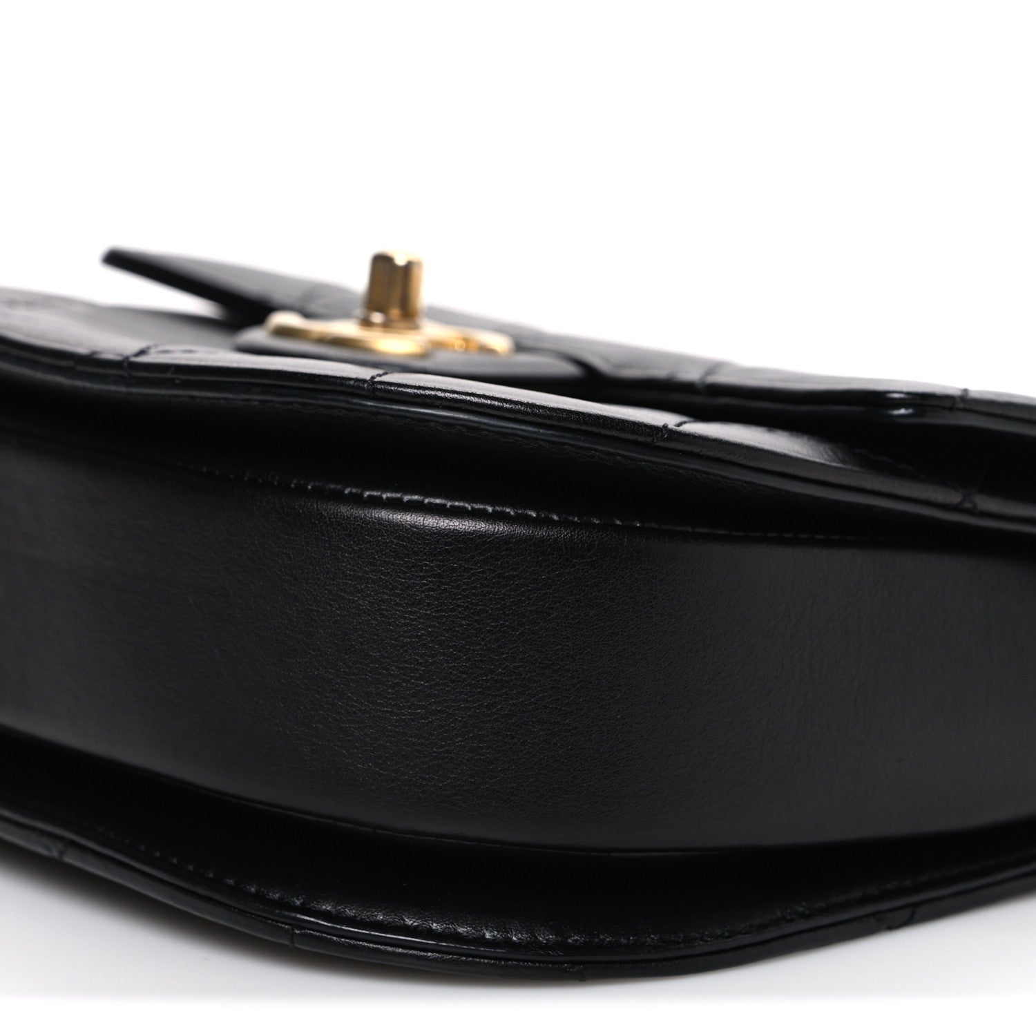 Calfskin Quilted Moon Messenger Black